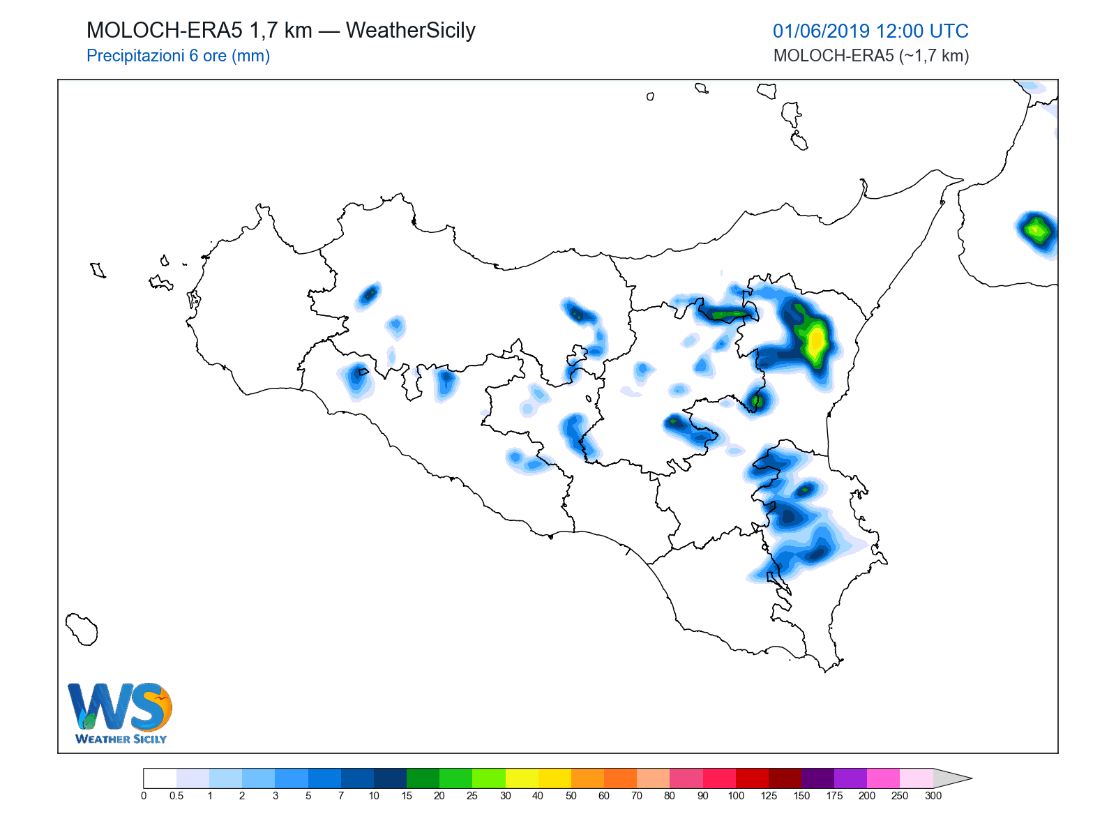 Precipitazioni (6 ore) · 2019060112