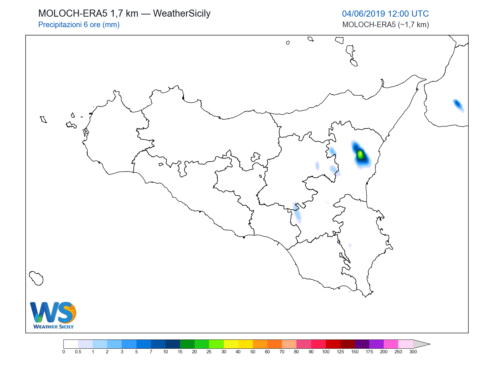 Precipitazioni (6 ore) · 2019060412