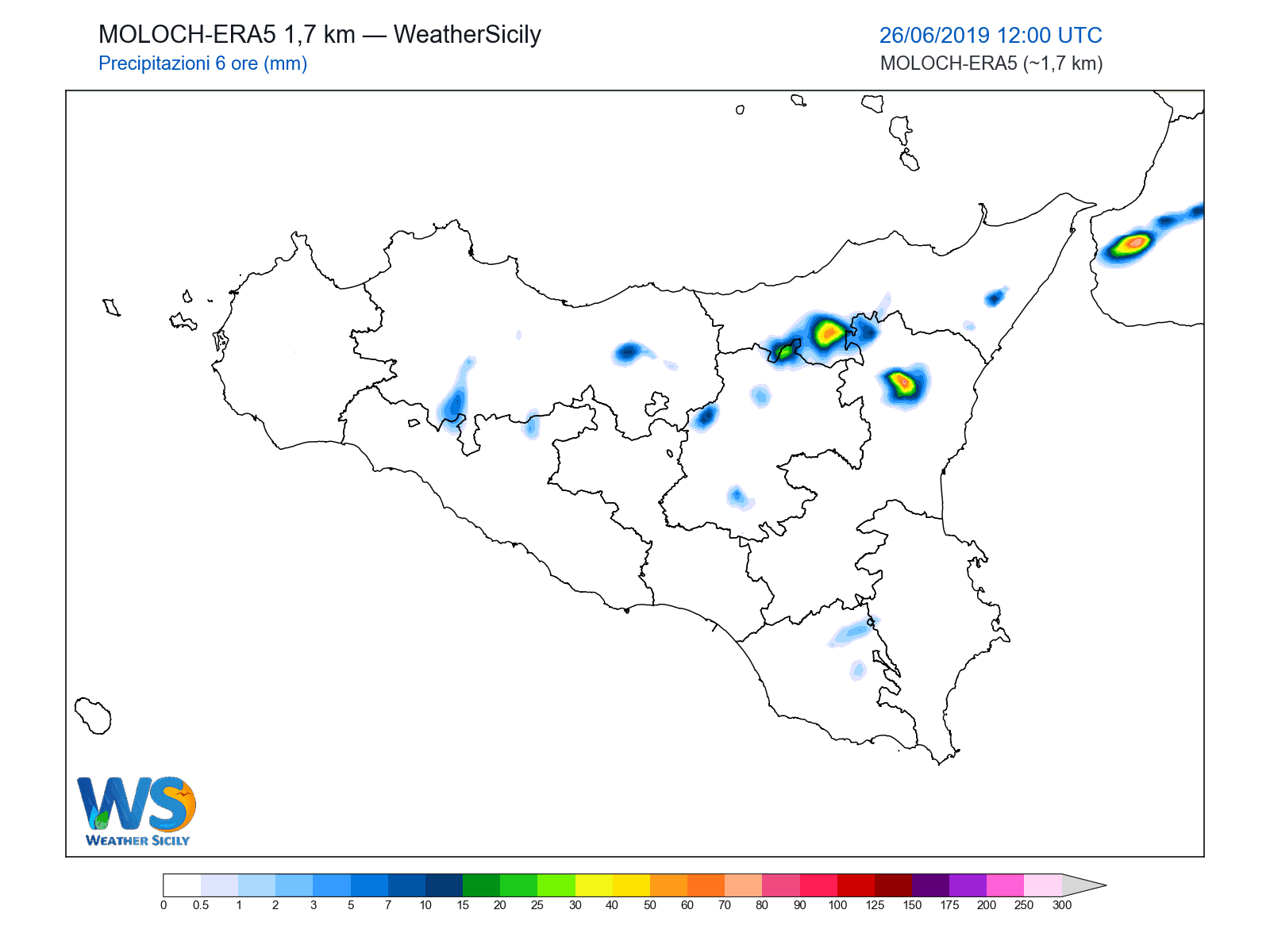 Precipitazioni (6 ore) · 2019062612