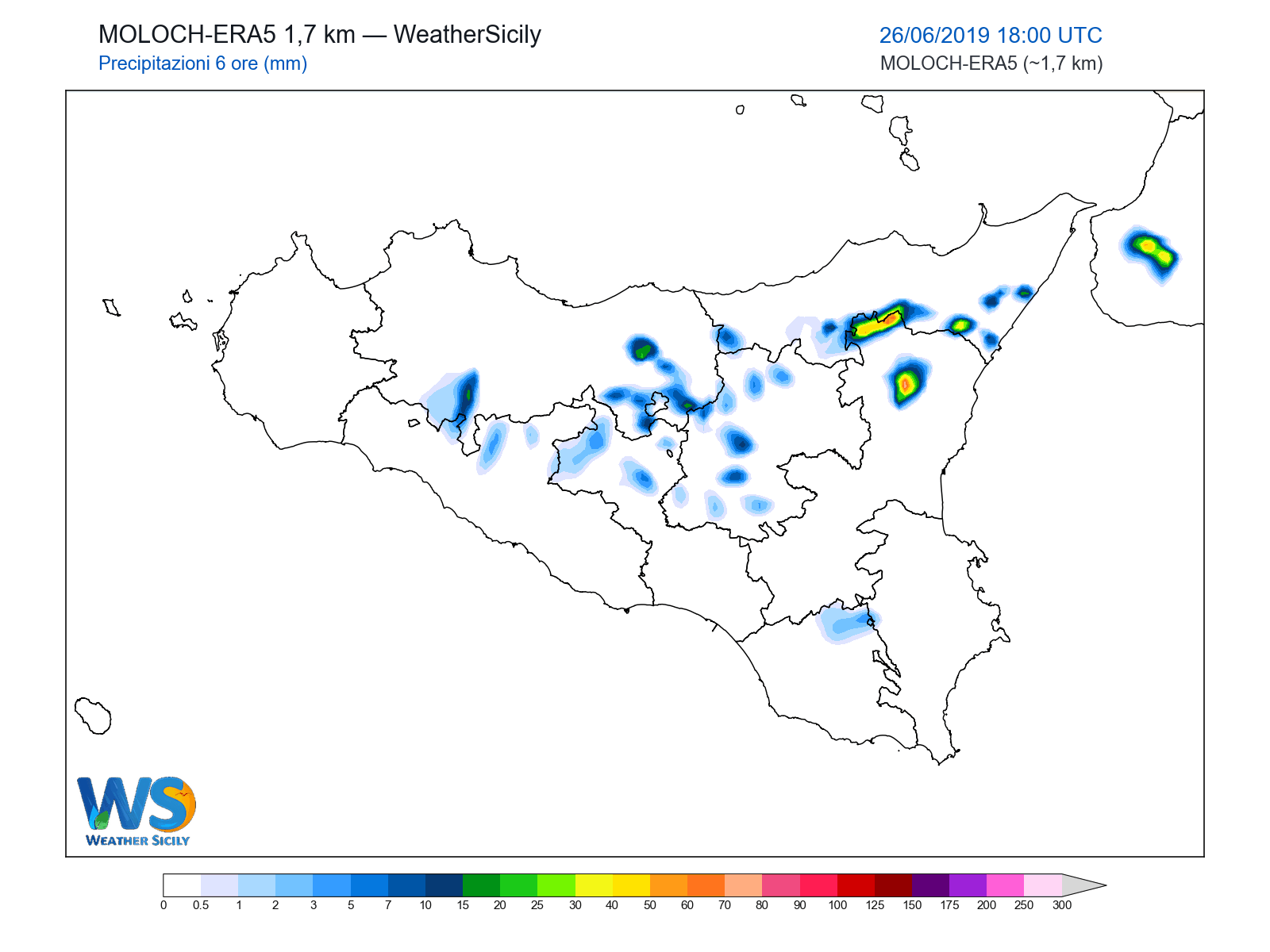 Precipitazioni (6 ore) · 2019062618