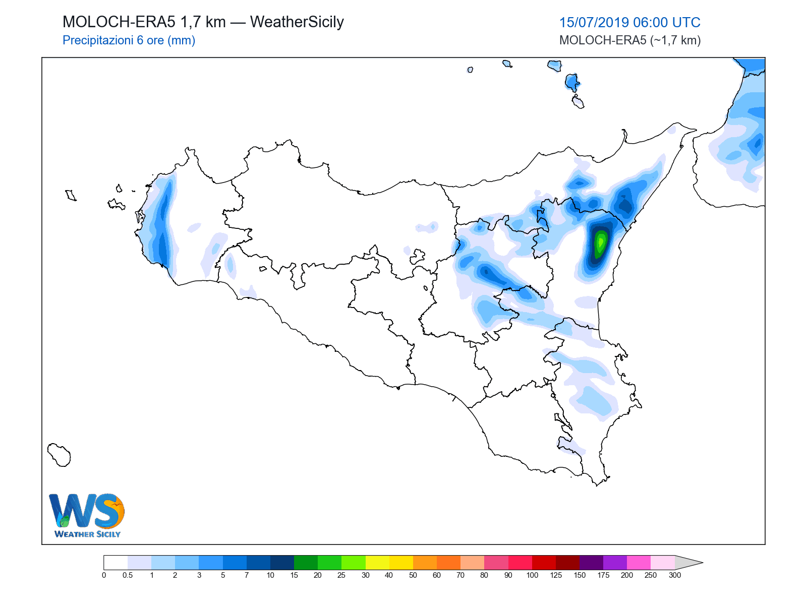 Precipitazioni (6 ore) · 2019071506