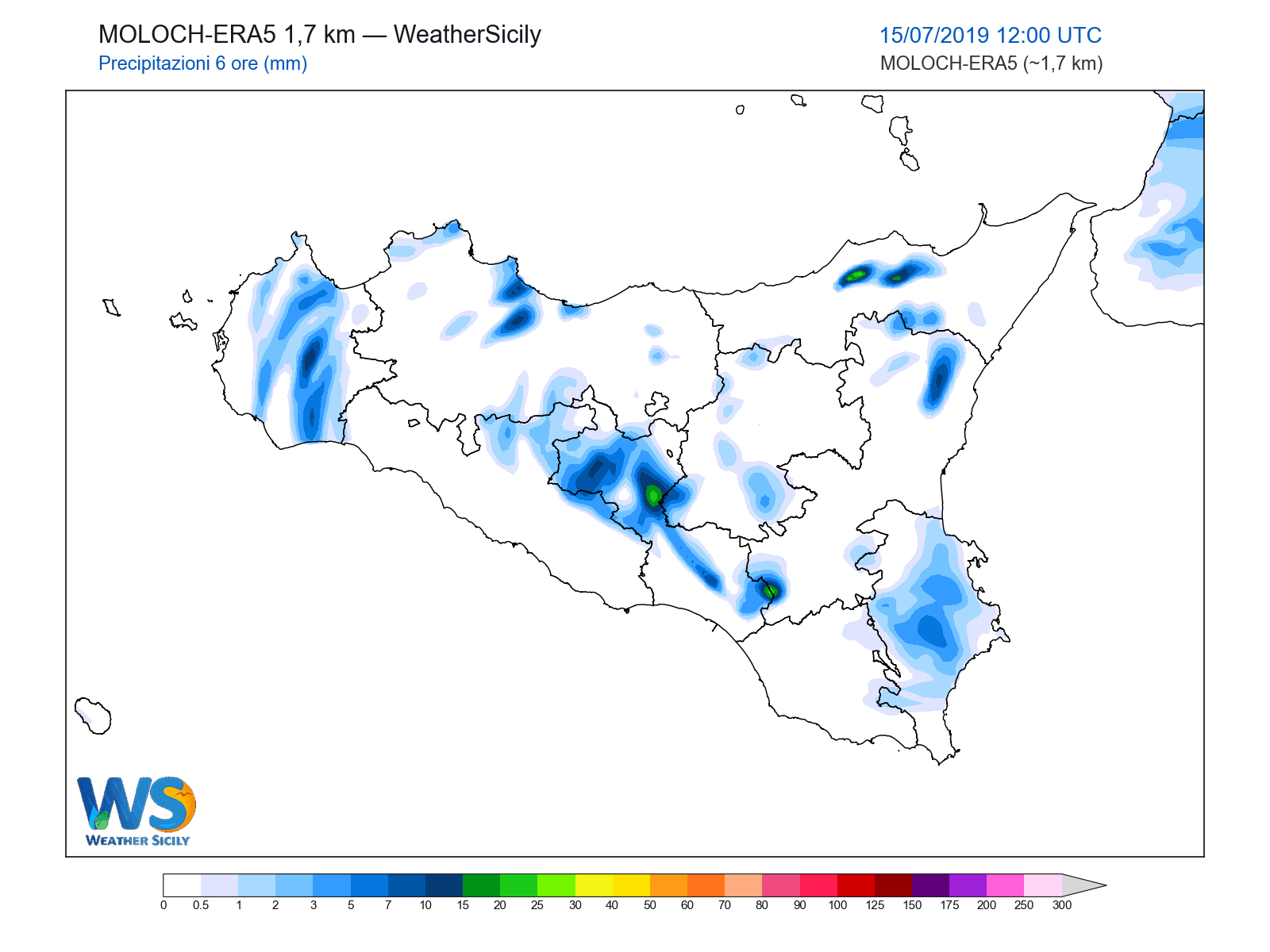 Precipitazioni (6 ore) · 2019071512