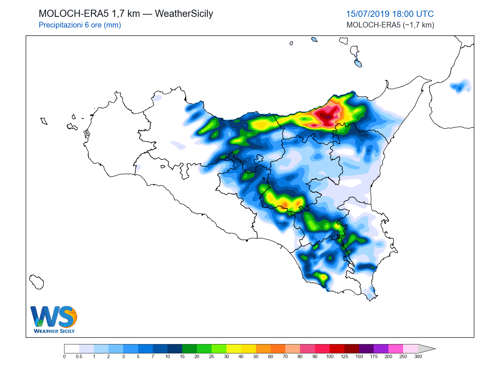 Precipitazioni (6 ore) · 2019071518