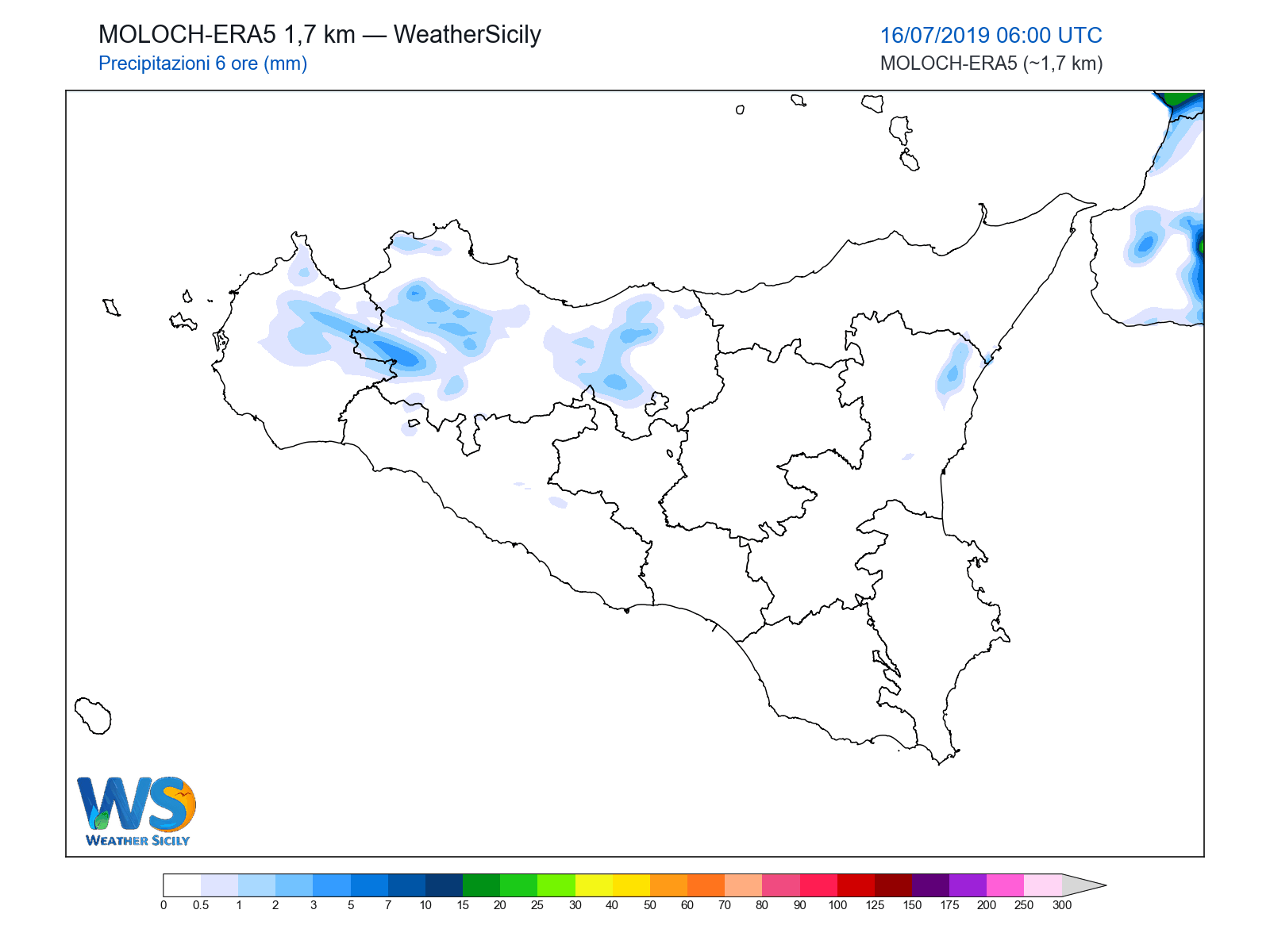 Precipitazioni (6 ore) · 2019071606
