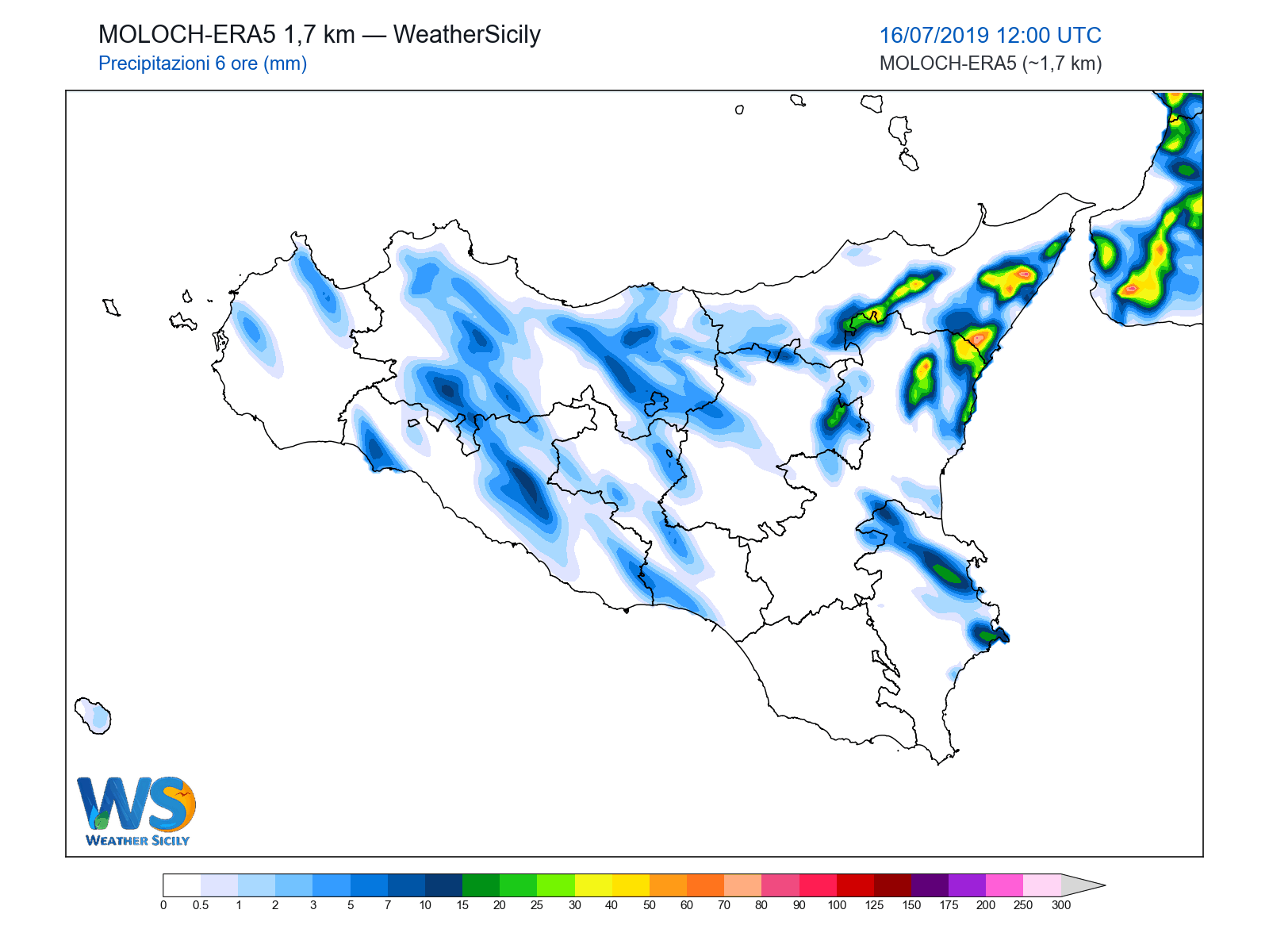 Precipitazioni (6 ore) · 2019071612