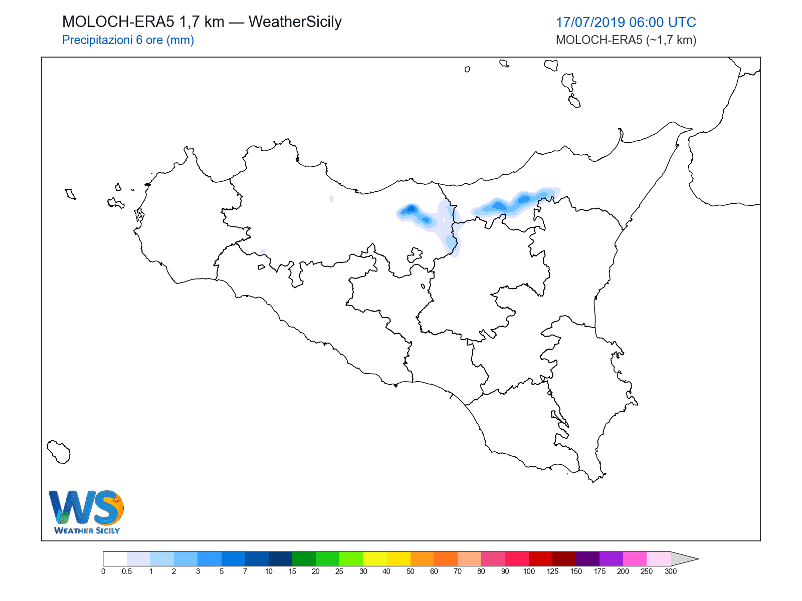Precipitazioni (6 ore) · 2019071706