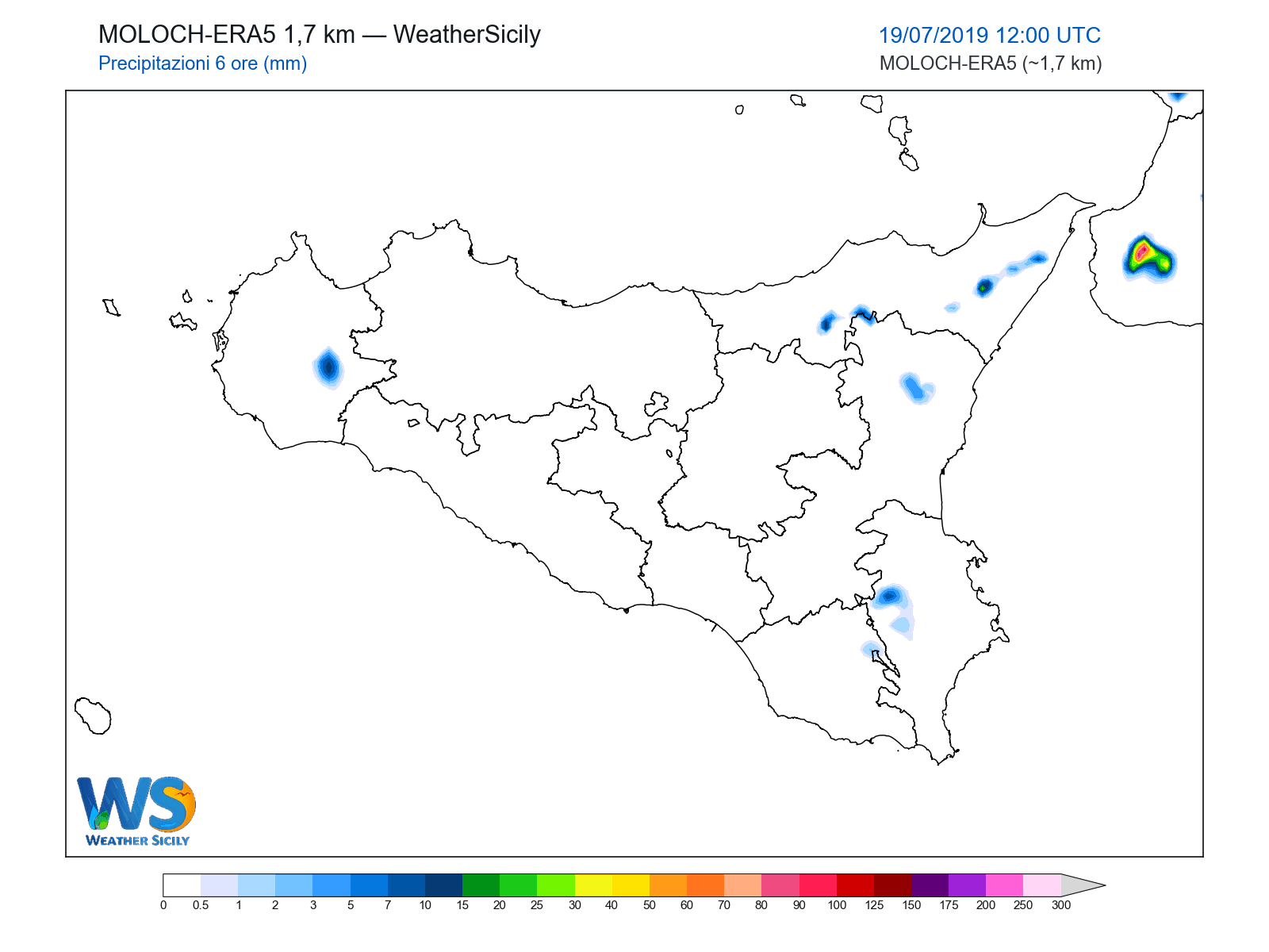 Precipitazioni (6 ore) · 2019071912