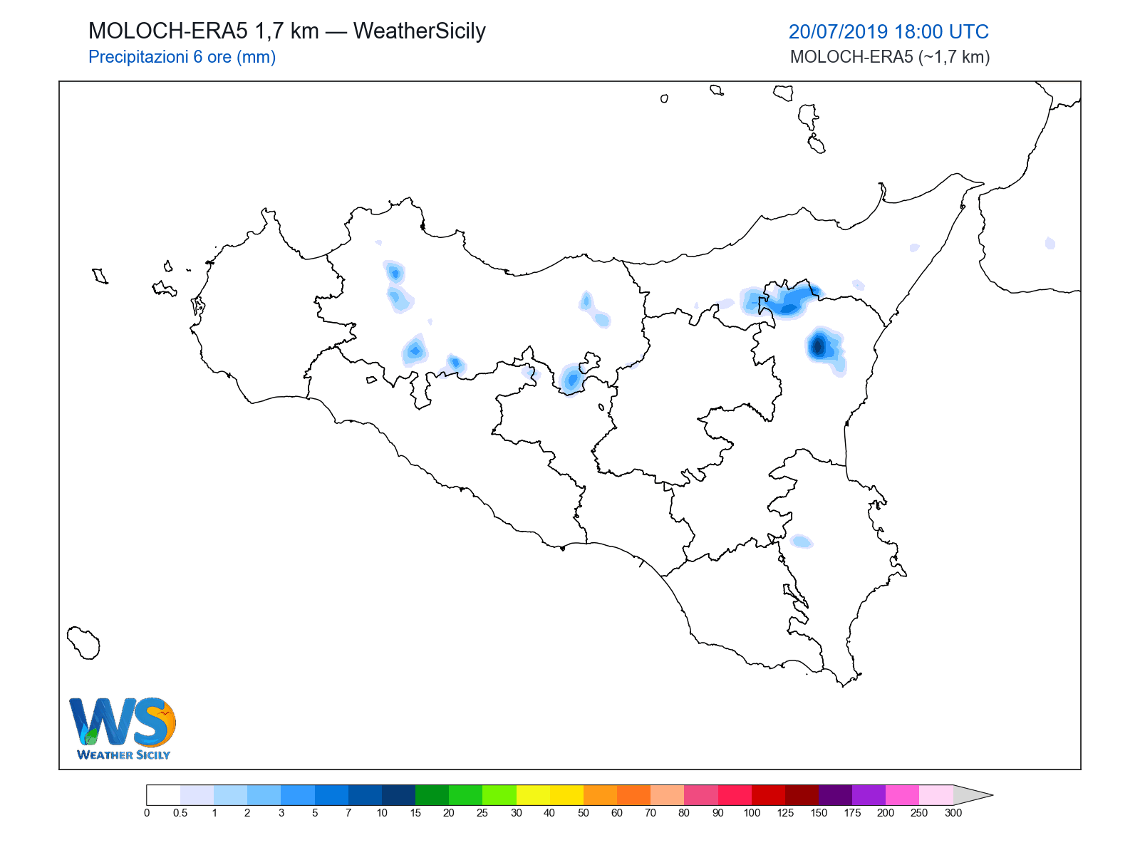 Precipitazioni (6 ore) · 2019072018
