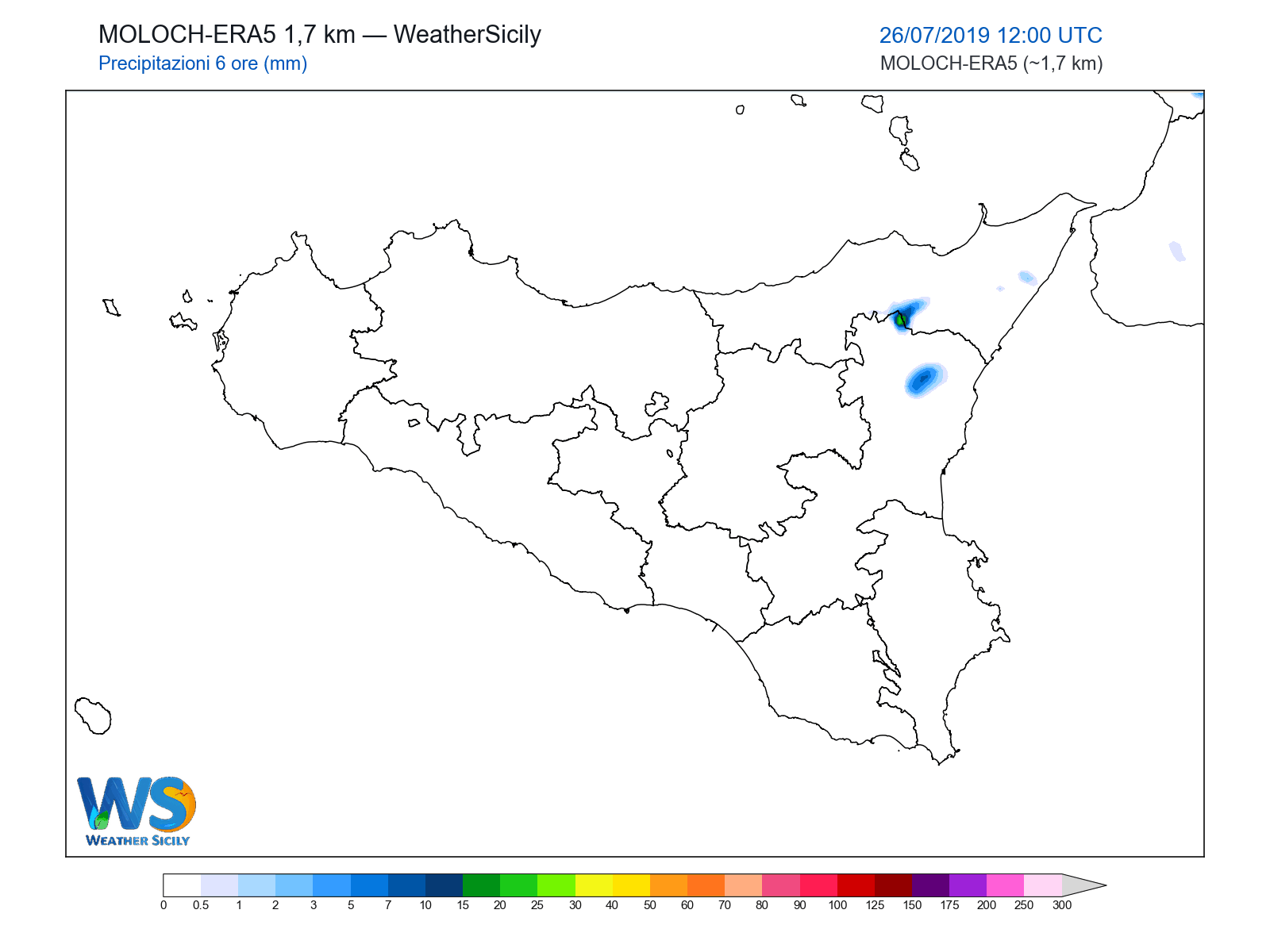 Precipitazioni (6 ore) · 2019072612