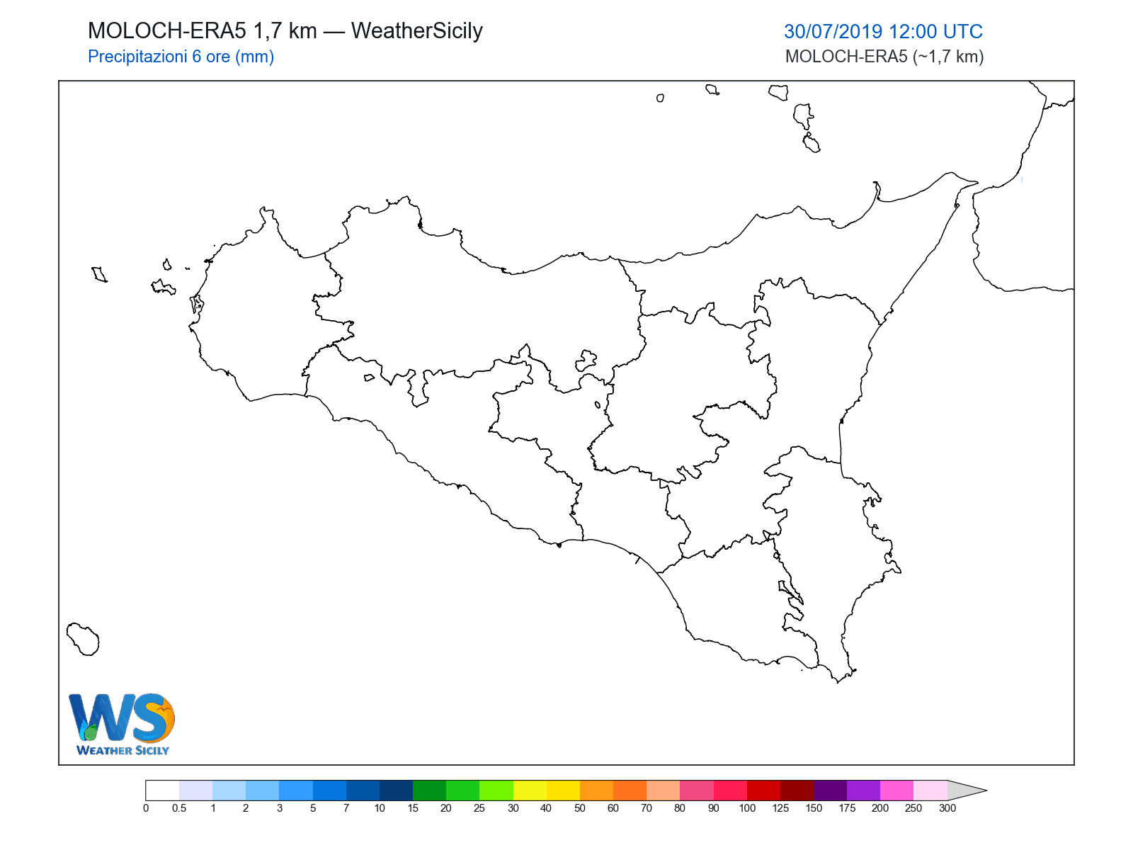 Precipitazioni (6 ore) · 2019073012