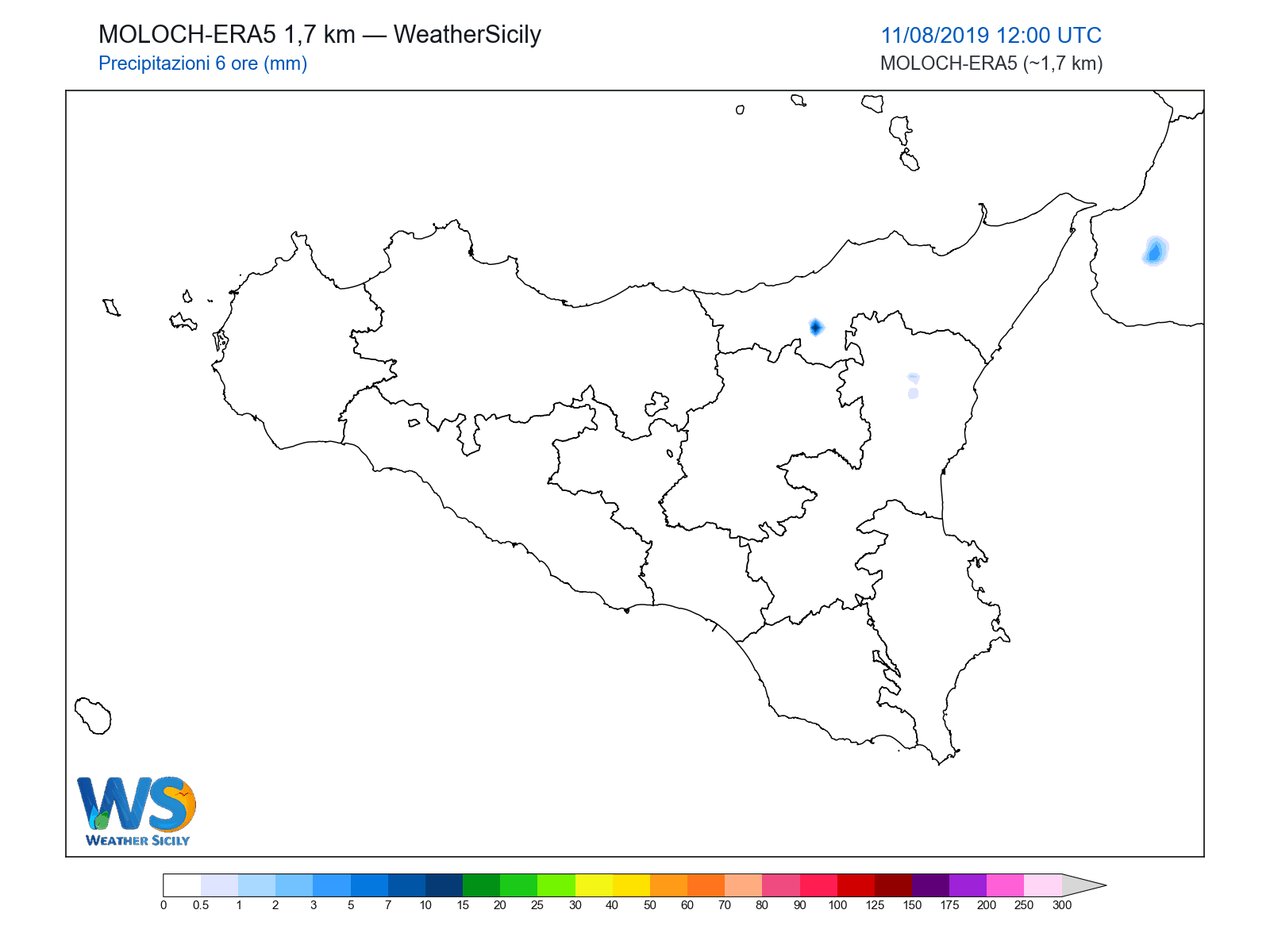 Precipitazioni (6 ore) · 2019081112