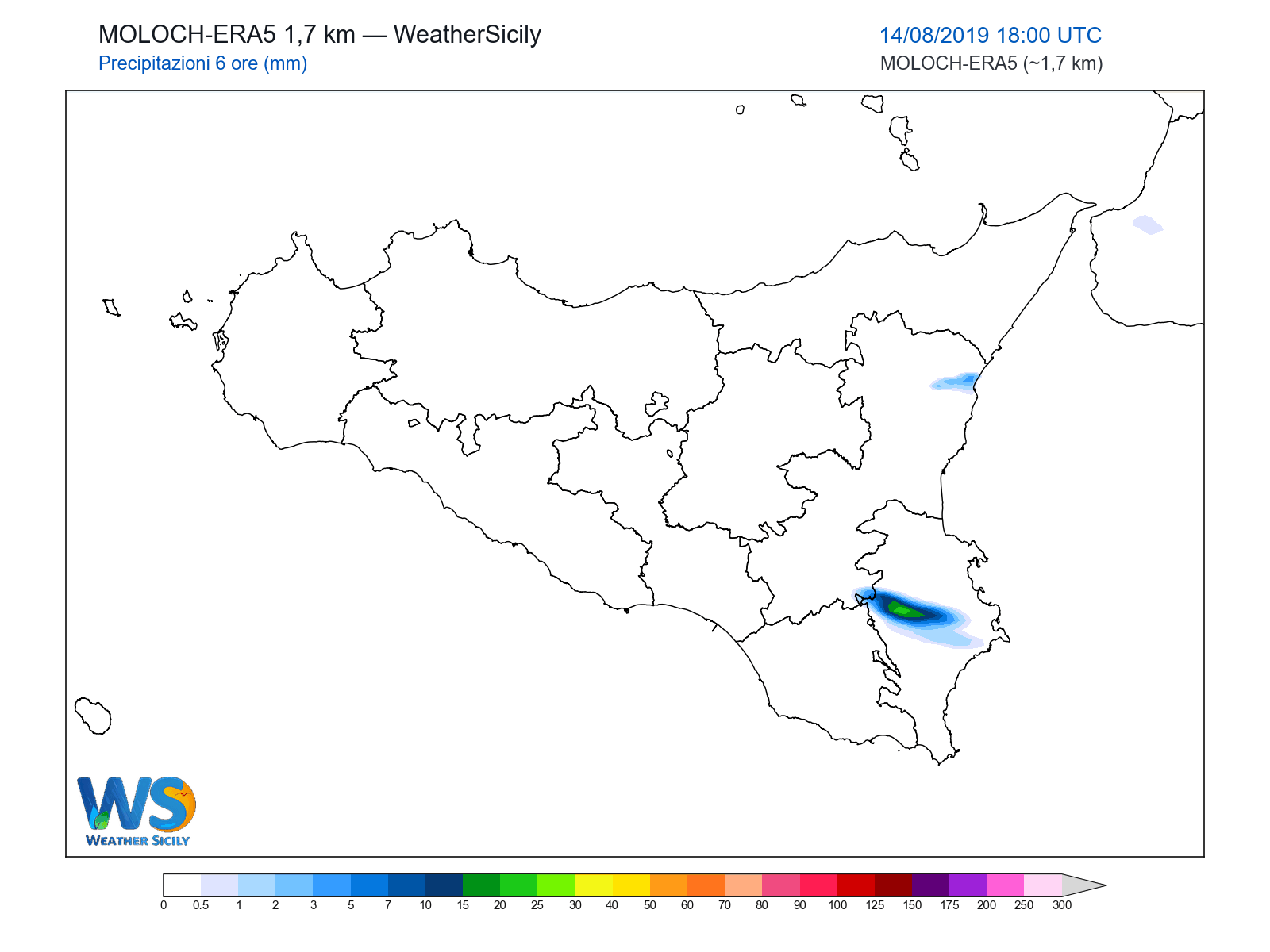 Precipitazioni (6 ore) · 2019081418