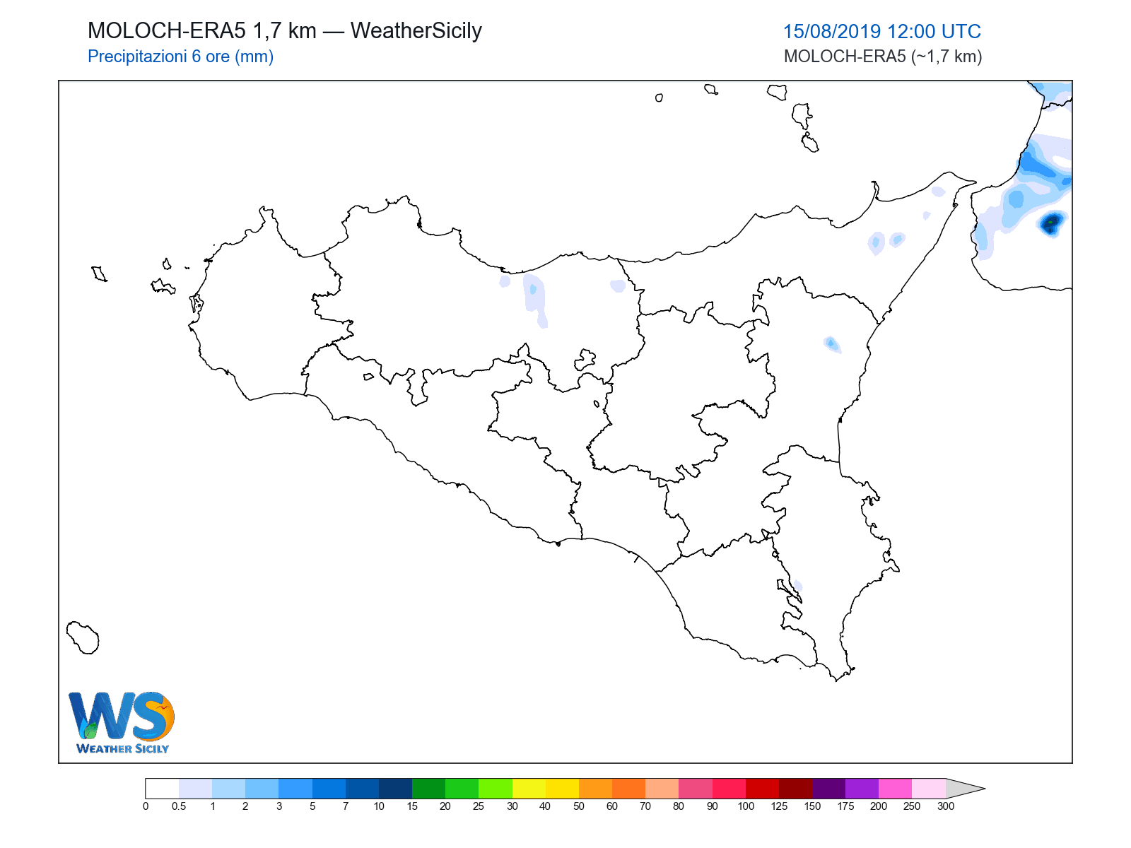 Precipitazioni (6 ore) · 2019081512