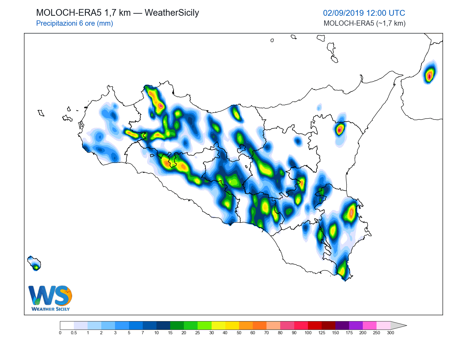 Precipitazioni (6 ore) · 2019090212