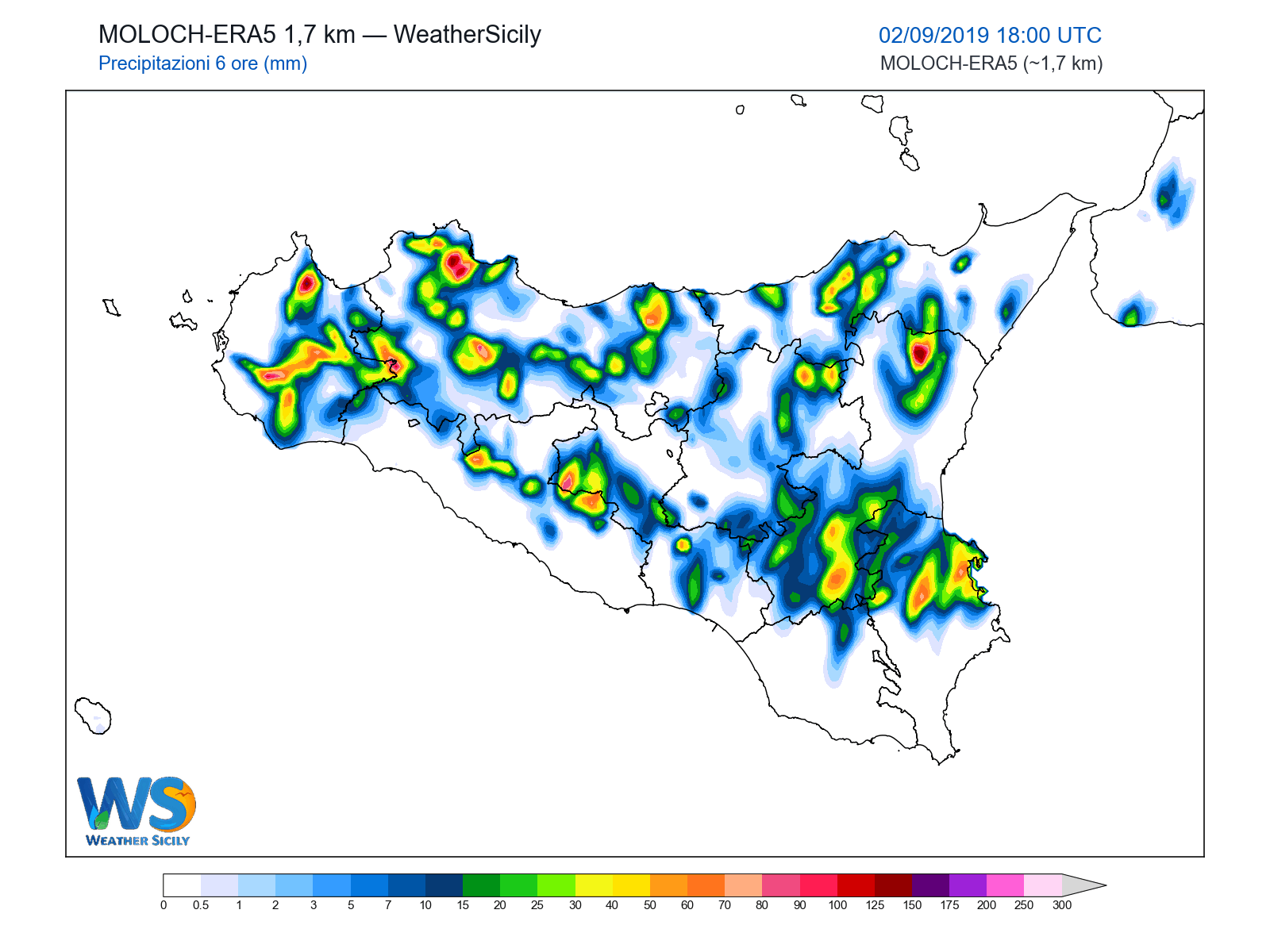 Precipitazioni (6 ore) · 2019090218