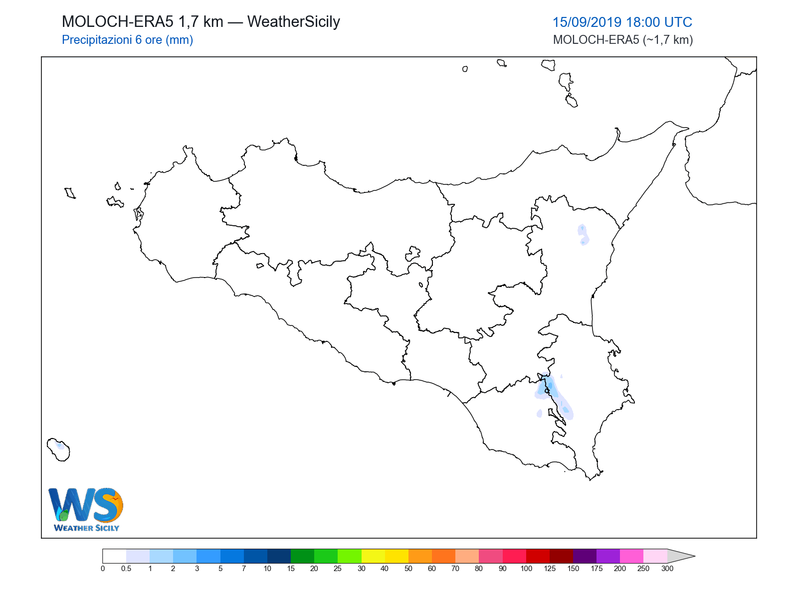 Precipitazioni (6 ore) · 2019091518