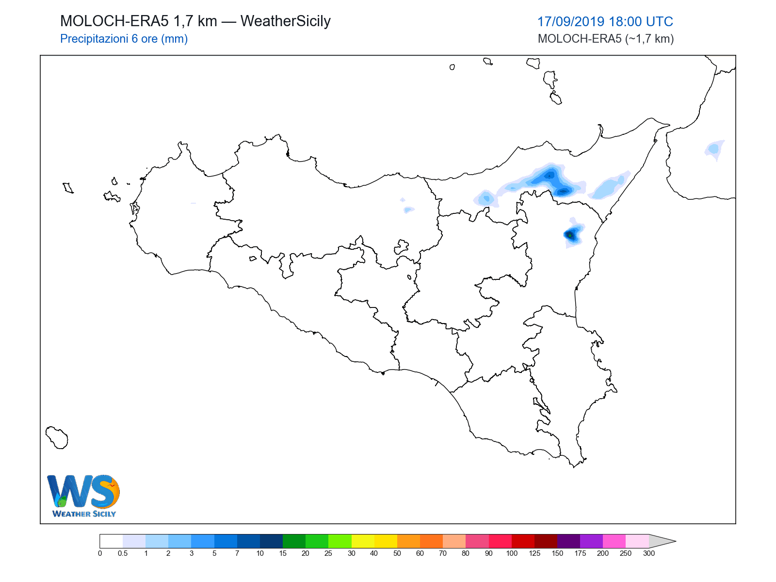 Precipitazioni (6 ore) · 2019091718