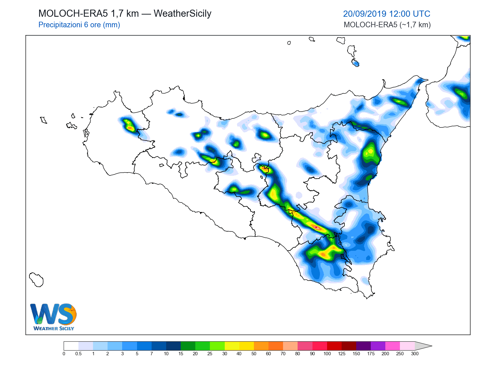 Precipitazioni (6 ore) · 2019092012