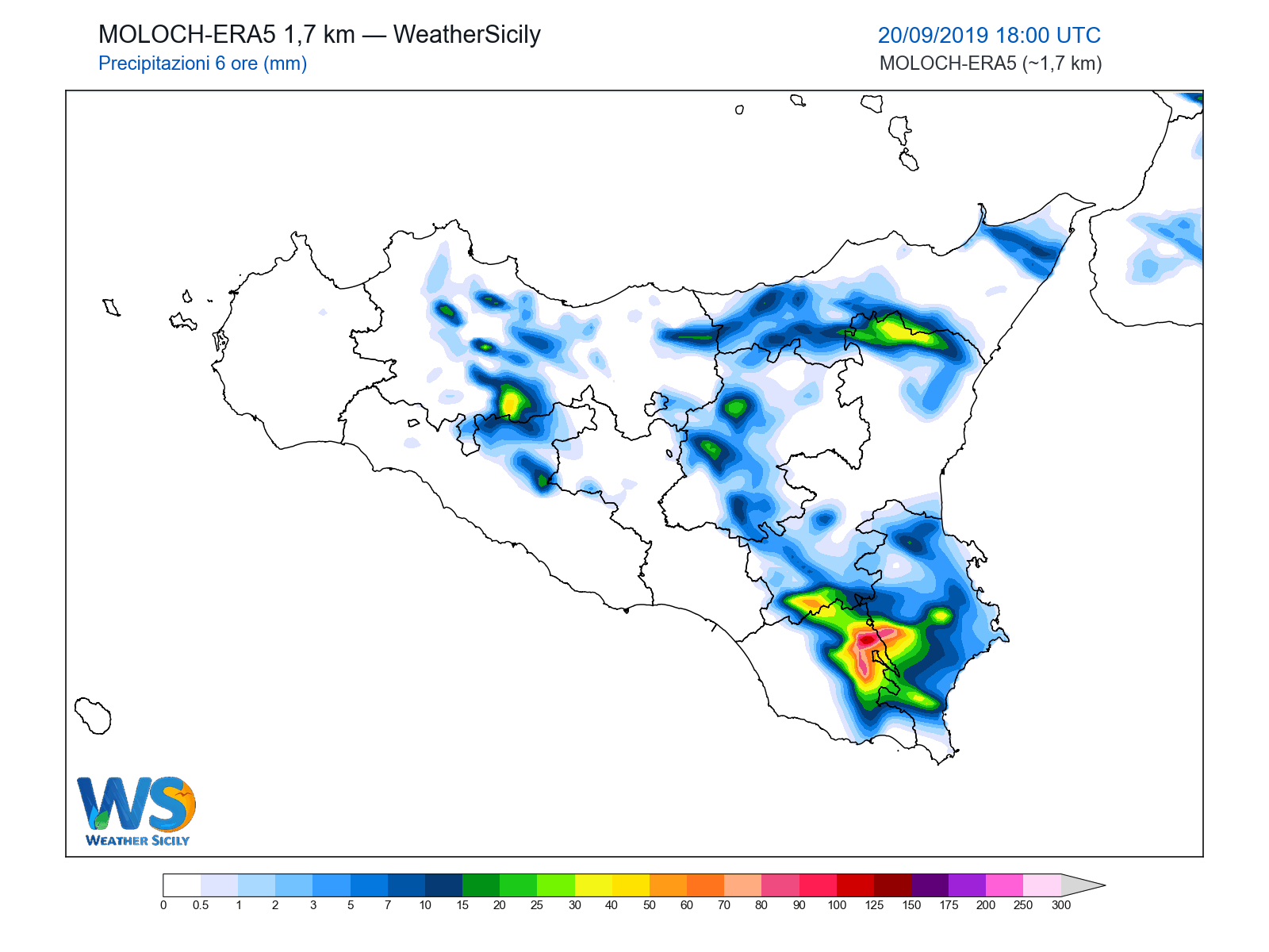 Precipitazioni (6 ore) · 2019092018