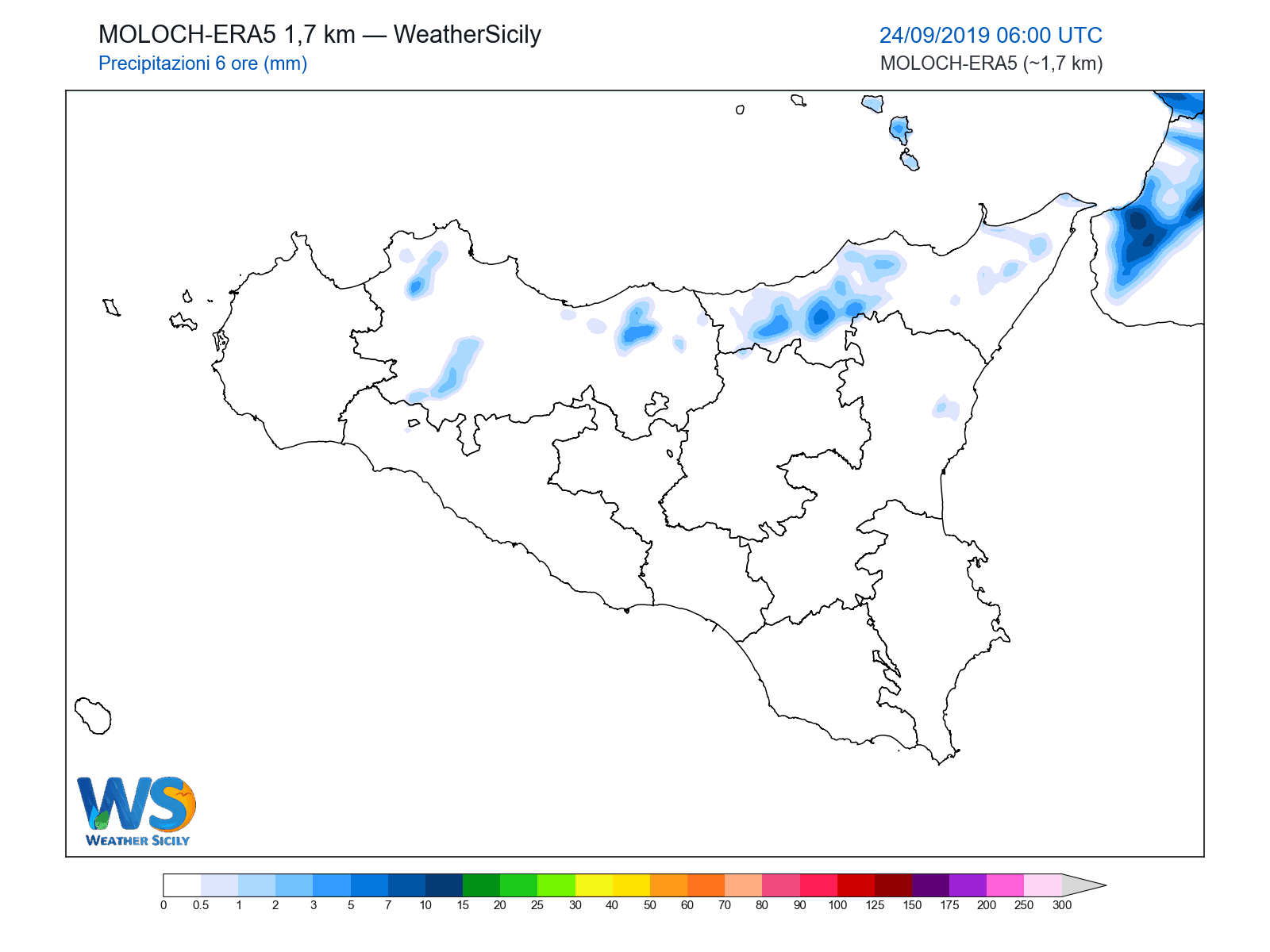 Precipitazioni (6 ore) · 2019092406