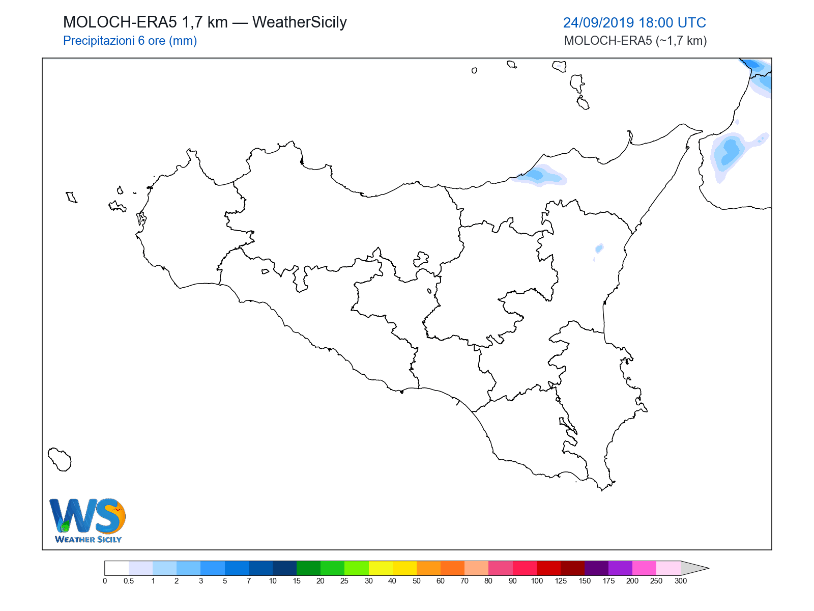 Precipitazioni (6 ore) · 2019092418