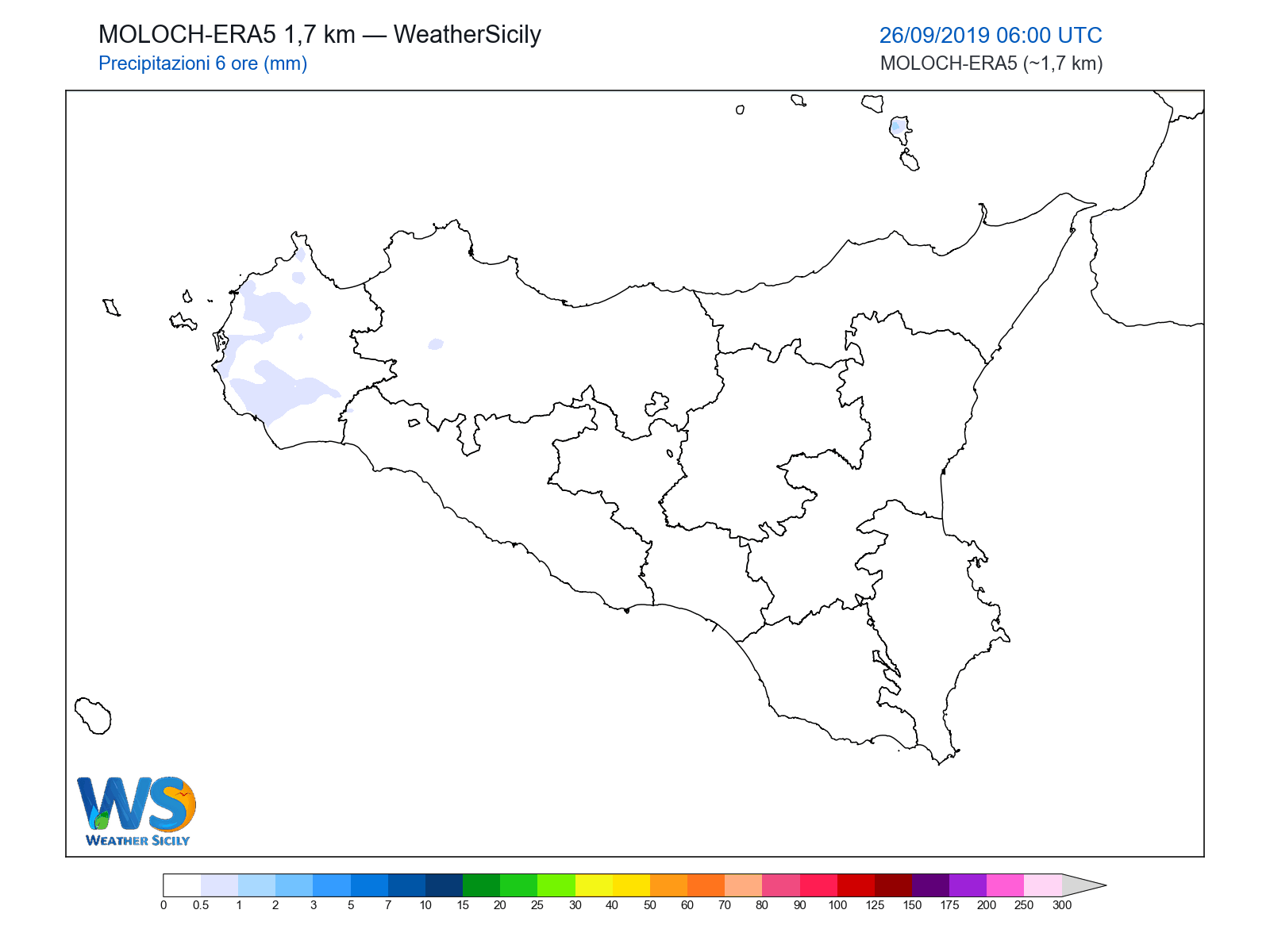 Precipitazioni (6 ore) · 2019092606