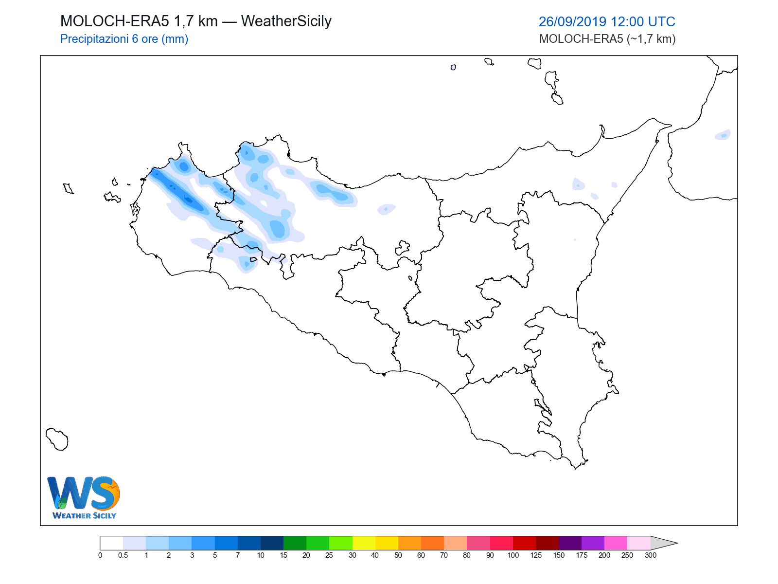 Precipitazioni (6 ore) · 2019092612
