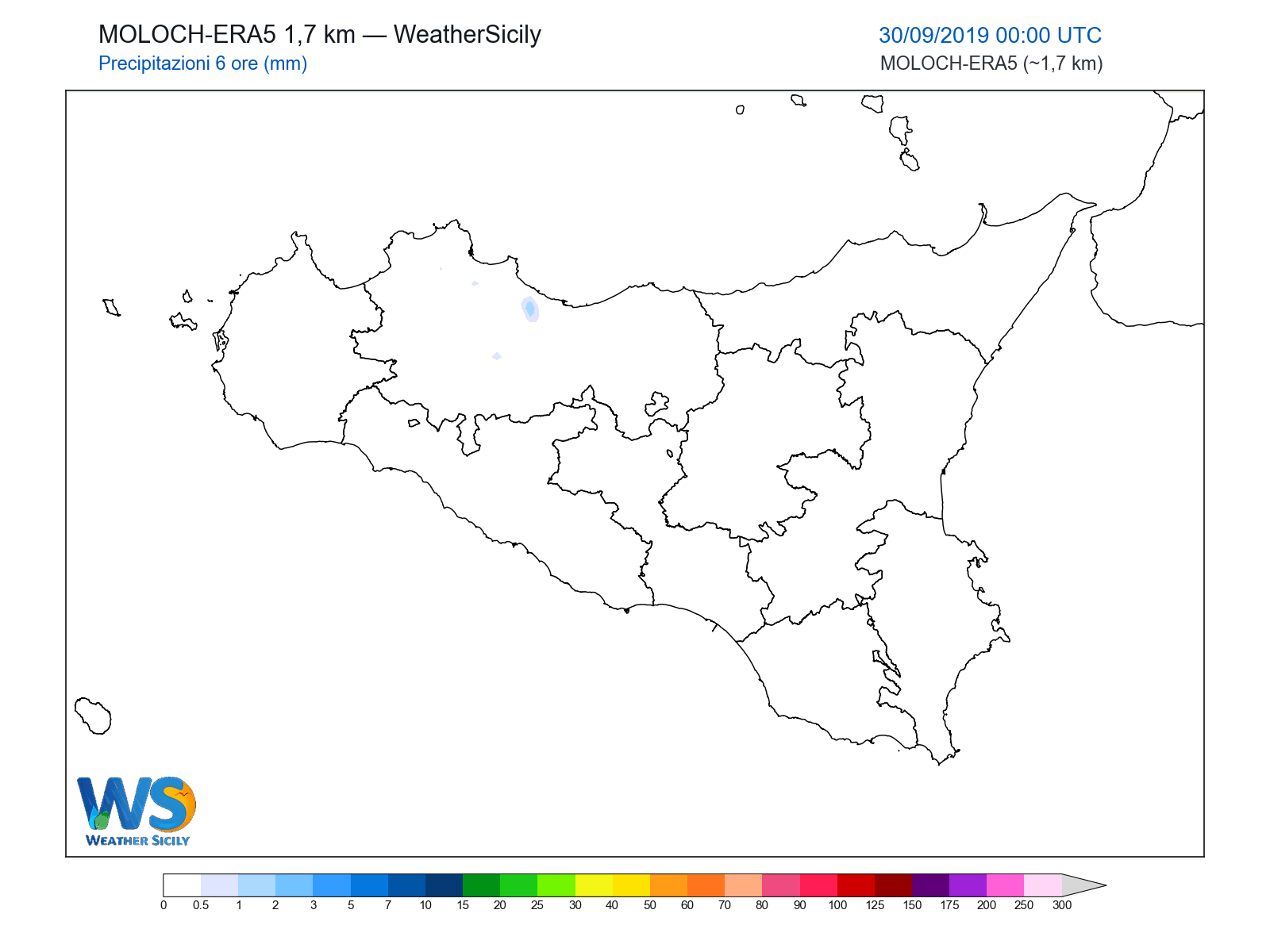Precipitazioni (6 ore) · 2019093000