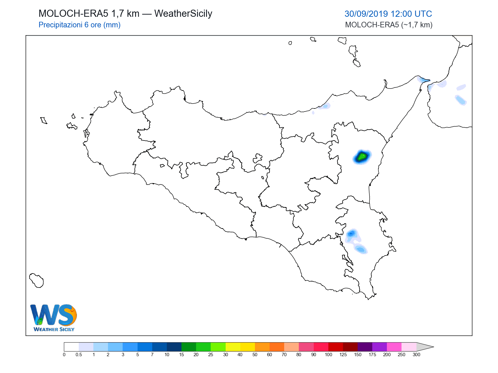 Precipitazioni (6 ore) · 2019093012
