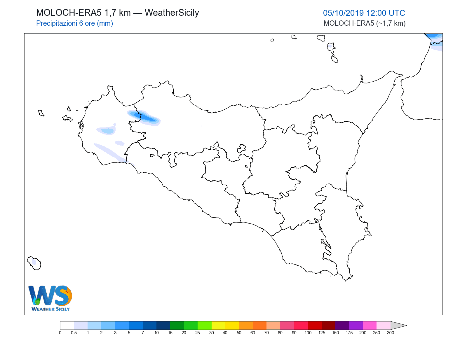 Precipitazioni (6 ore) · 2019100512