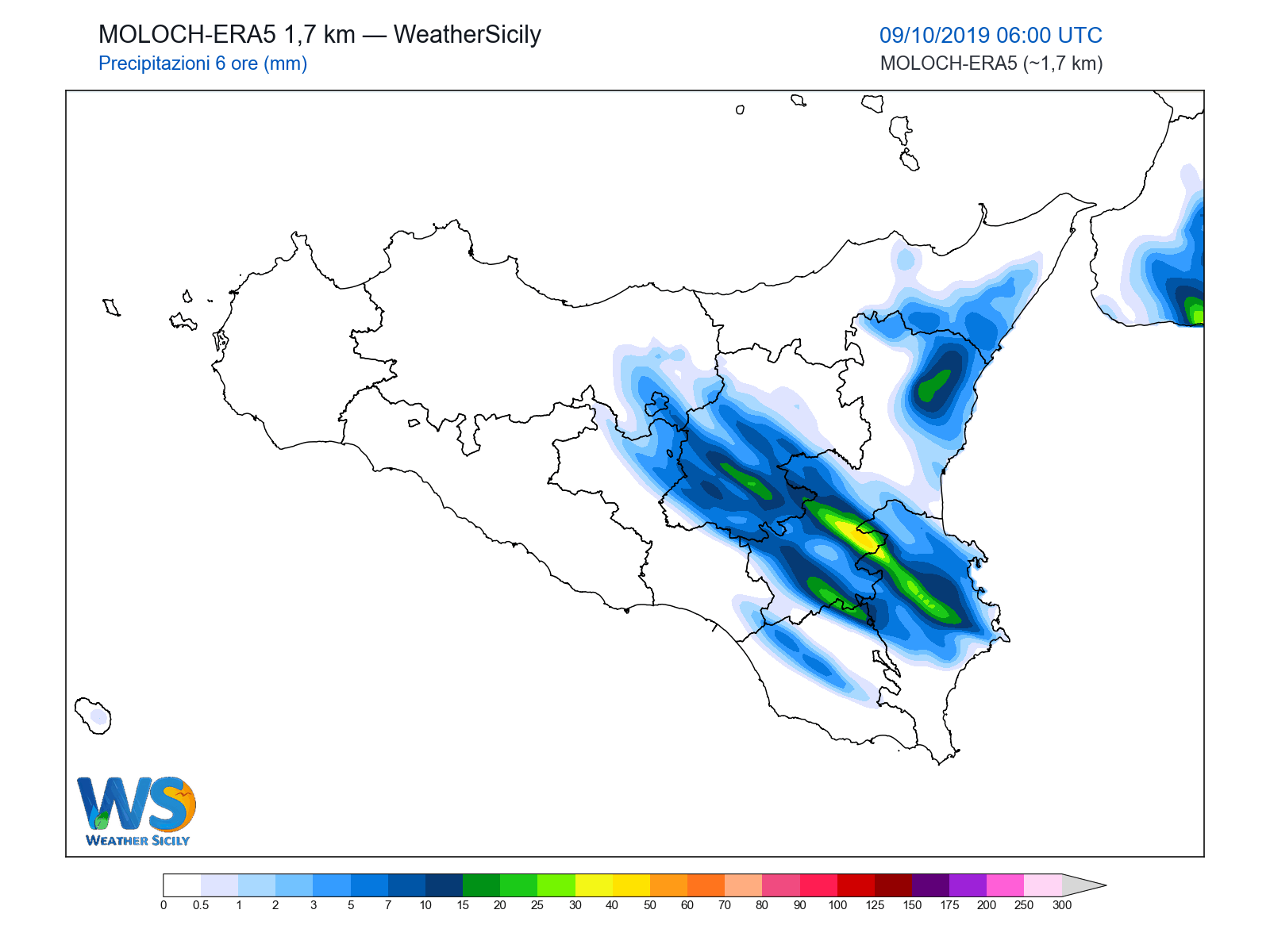 Precipitazioni (6 ore) · 2019100906