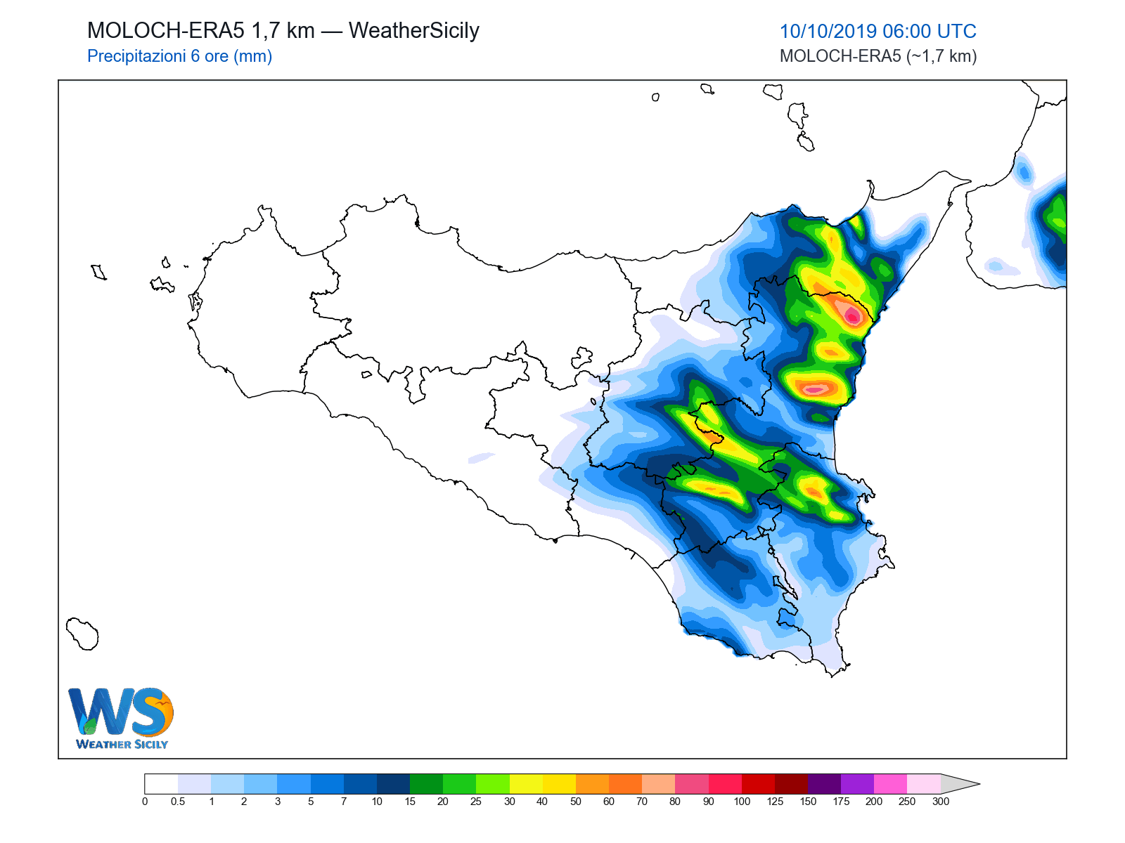 Precipitazioni (6 ore) · 2019101006