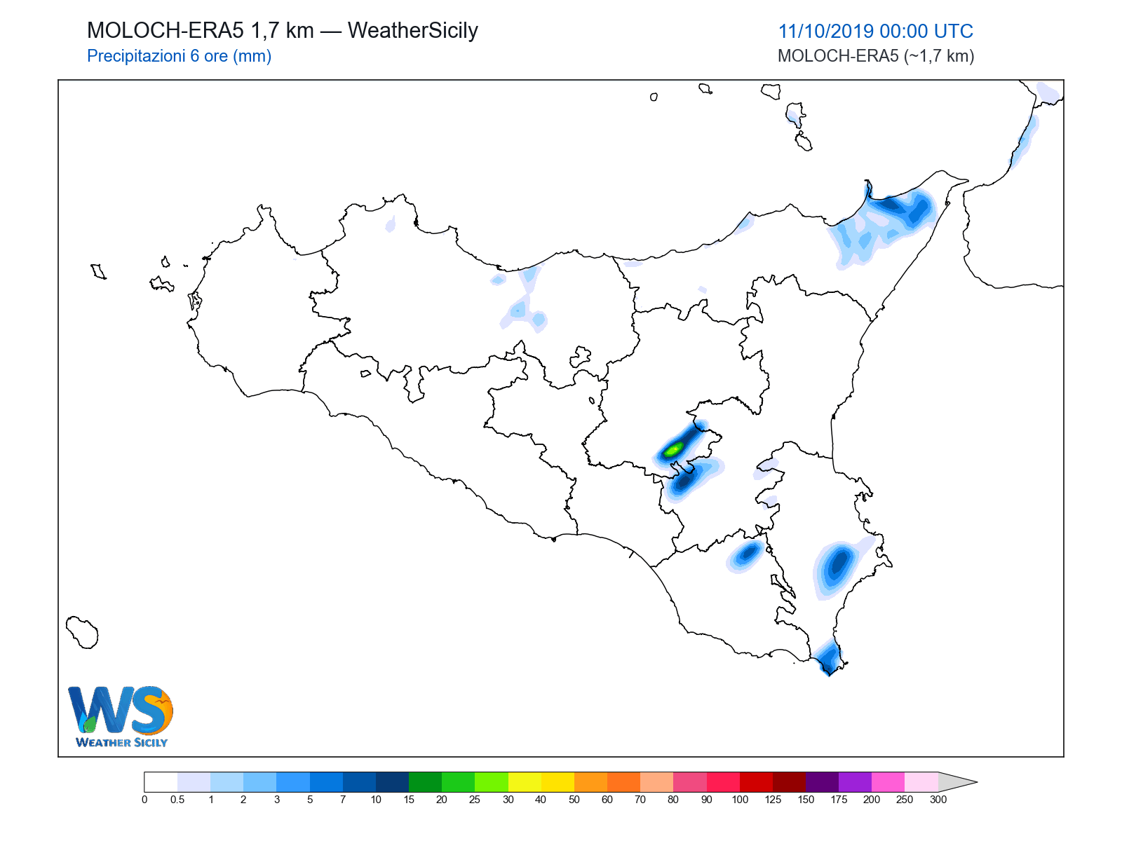 Precipitazioni (6 ore) · 2019101100
