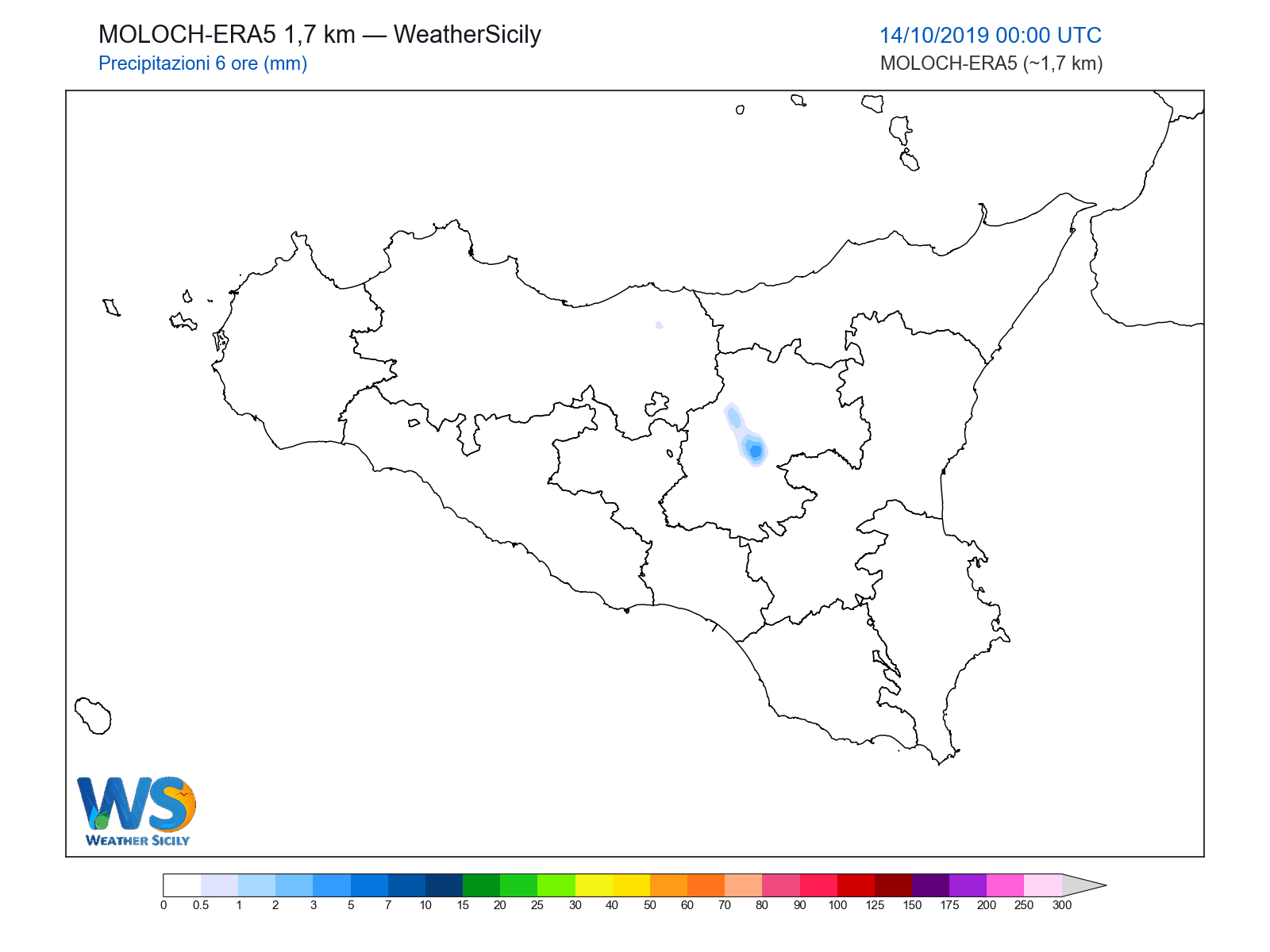 Precipitazioni (6 ore) · 2019101400