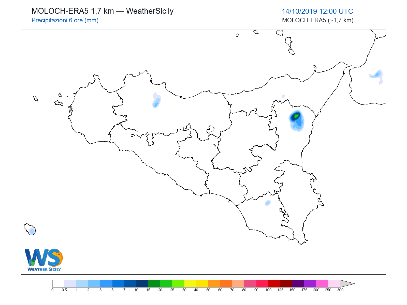 Precipitazioni (6 ore) · 2019101412
