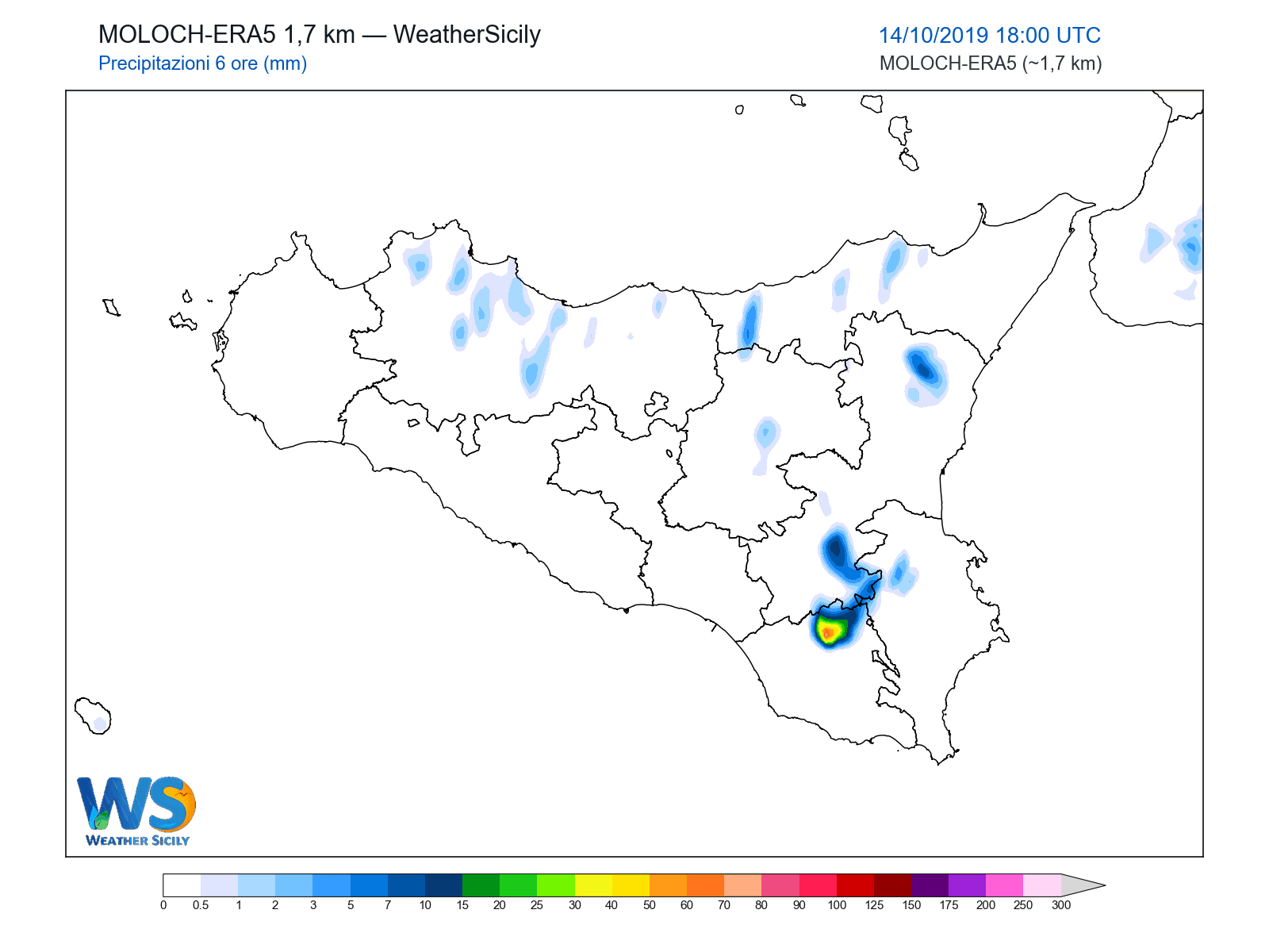 Precipitazioni (6 ore) · 2019101418