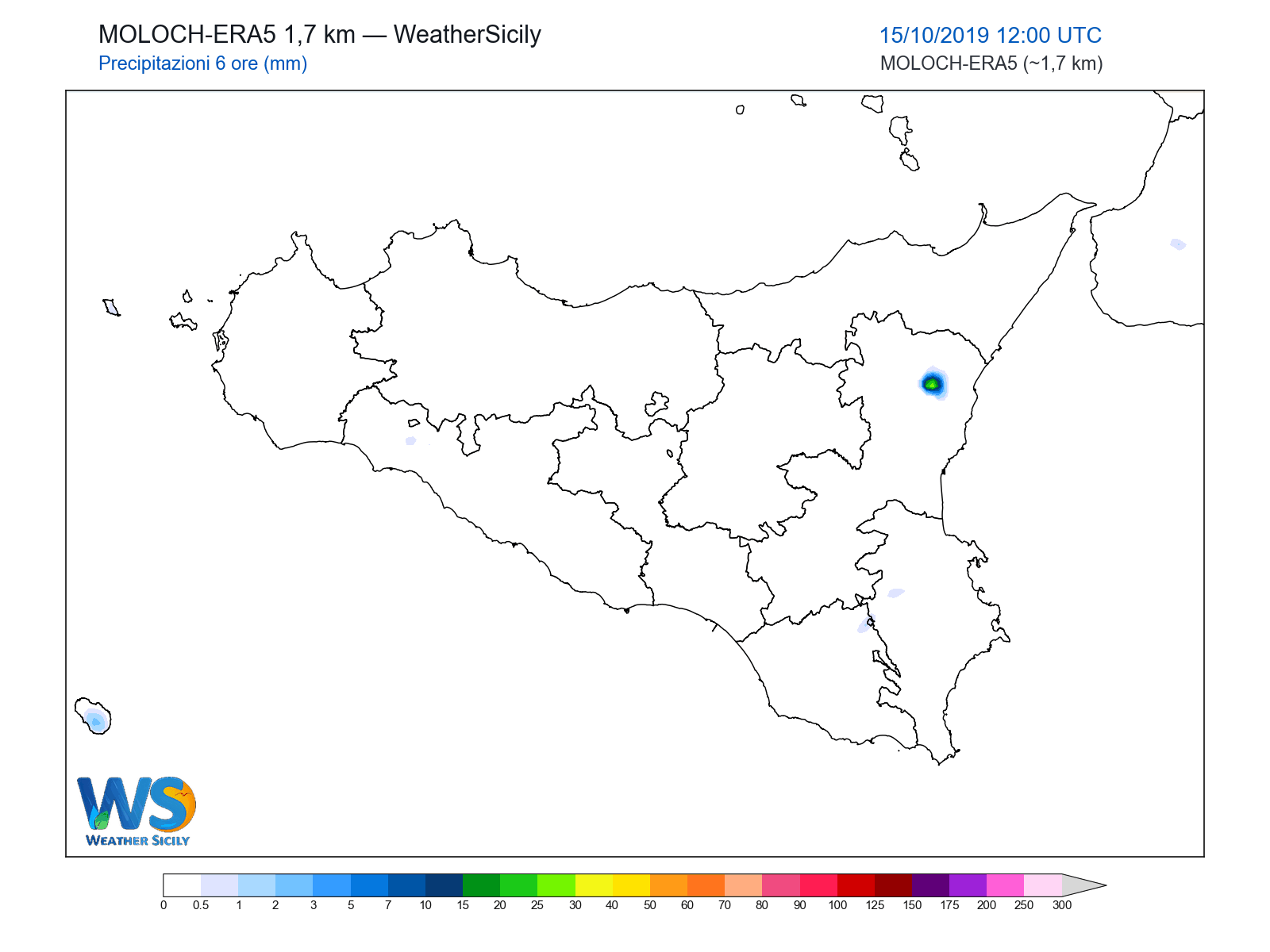 Precipitazioni (6 ore) · 2019101512