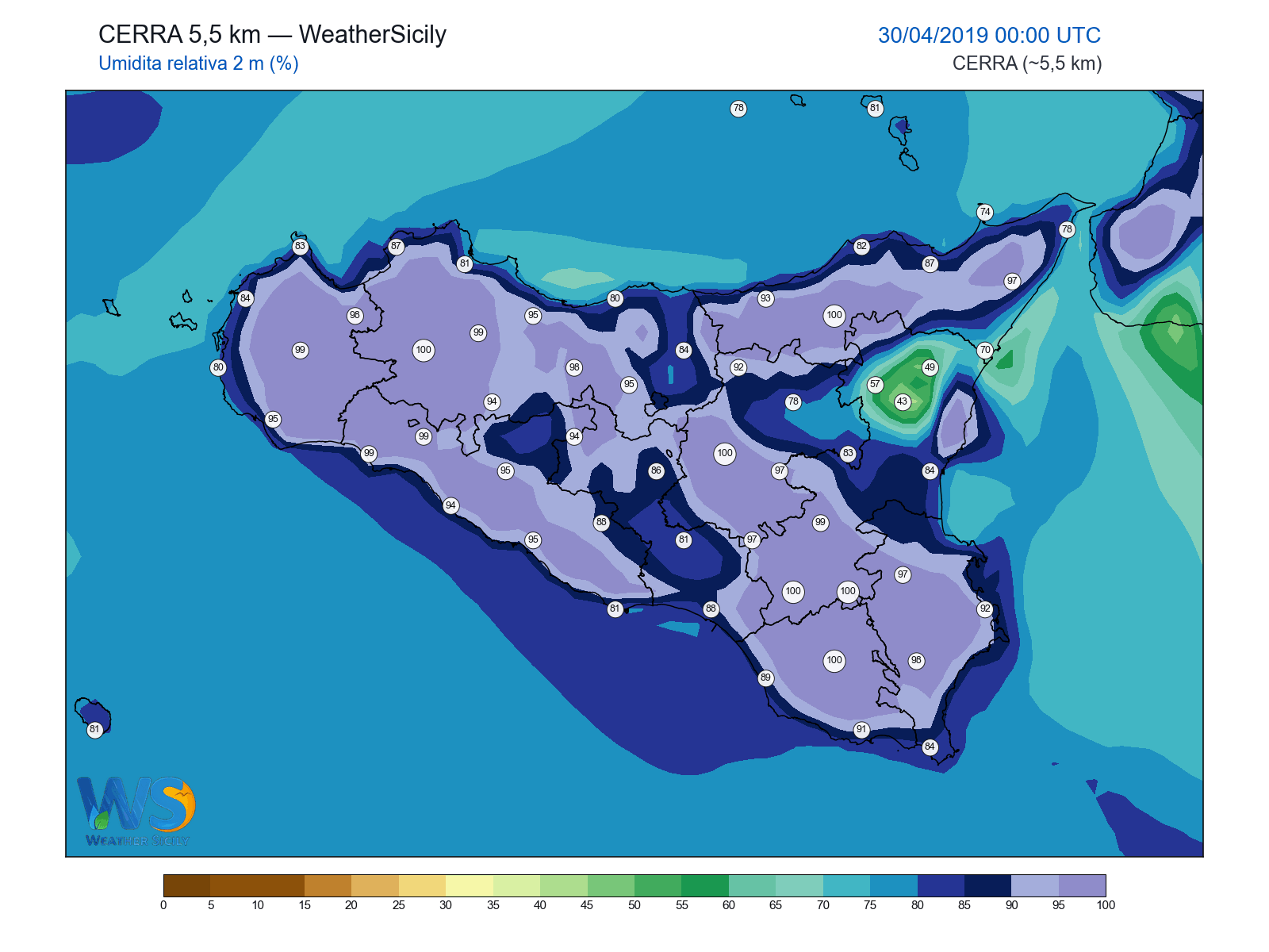 Umidità relativa 2 m · 2019043000