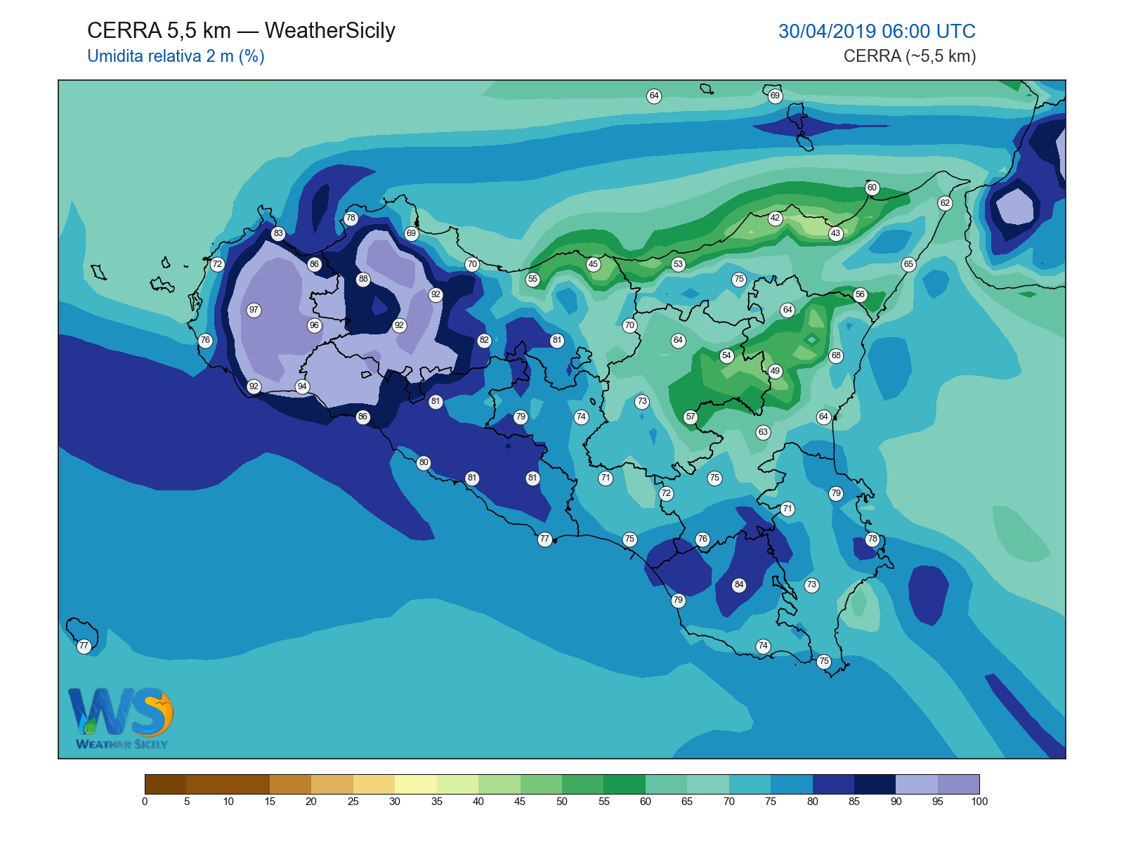 Umidità relativa 2 m · 2019043006