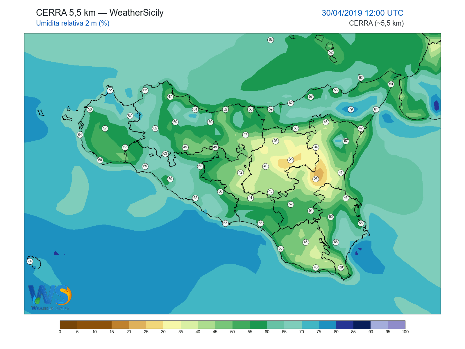 Umidità relativa 2 m · 2019043012