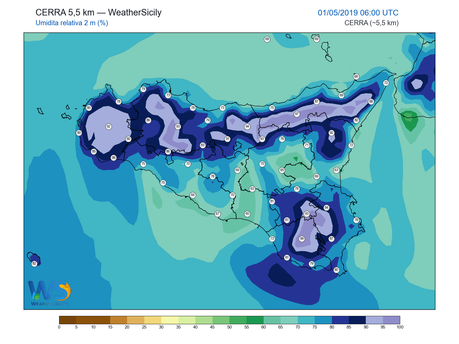 Umidità relativa 2 m · 2019050106