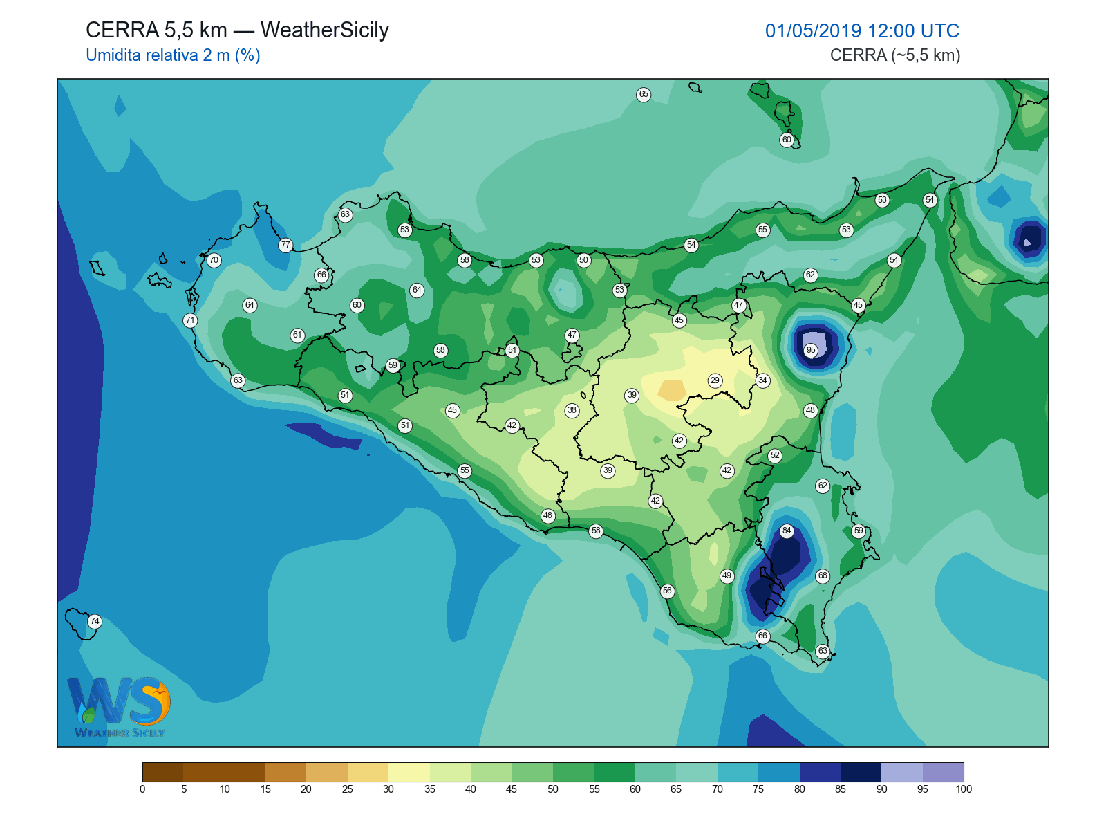Umidità relativa 2 m · 2019050112