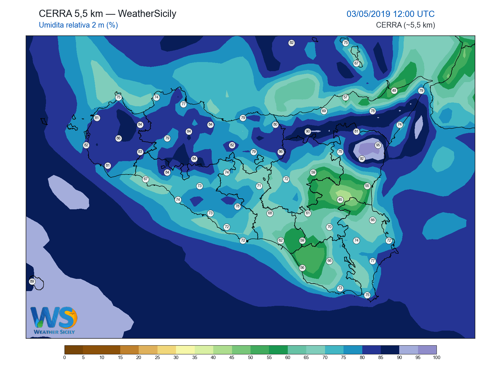 Umidità relativa 2 m · 2019050312