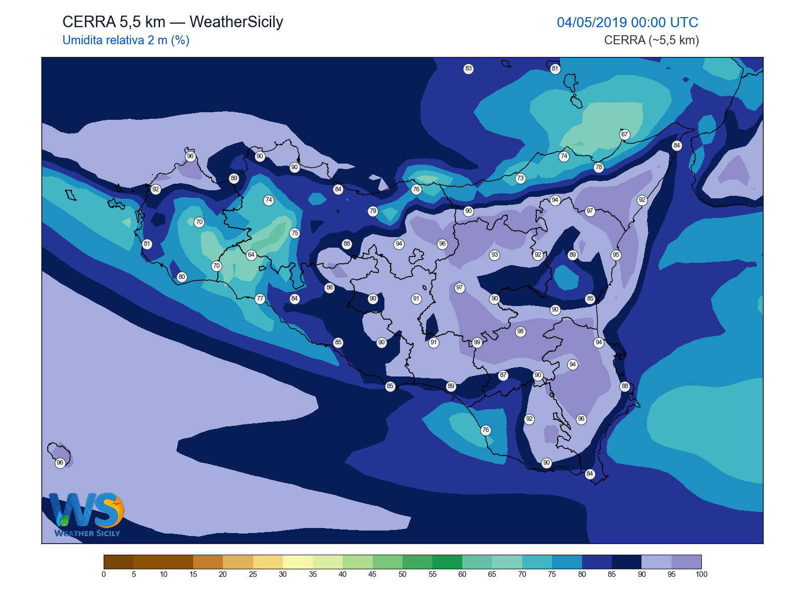 Umidità relativa 2 m · 2019050400
