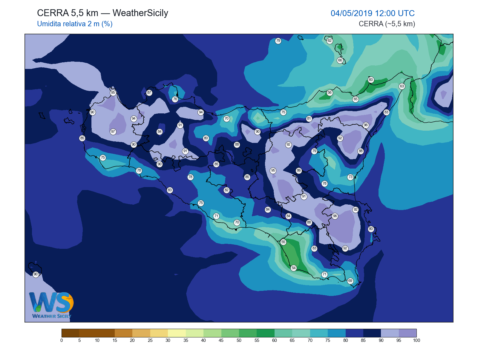 Umidità relativa 2 m · 2019050412