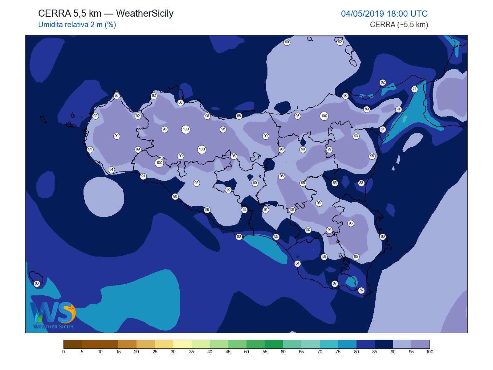 Umidità relativa 2 m · 2019050418