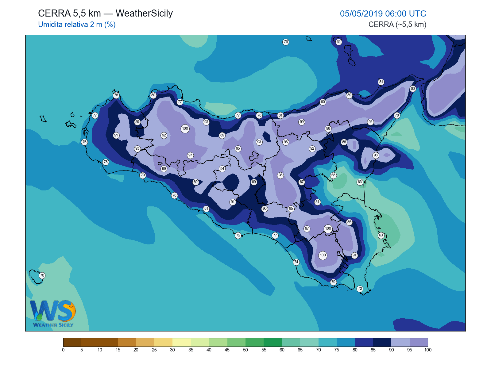 Umidità relativa 2 m · 2019050506