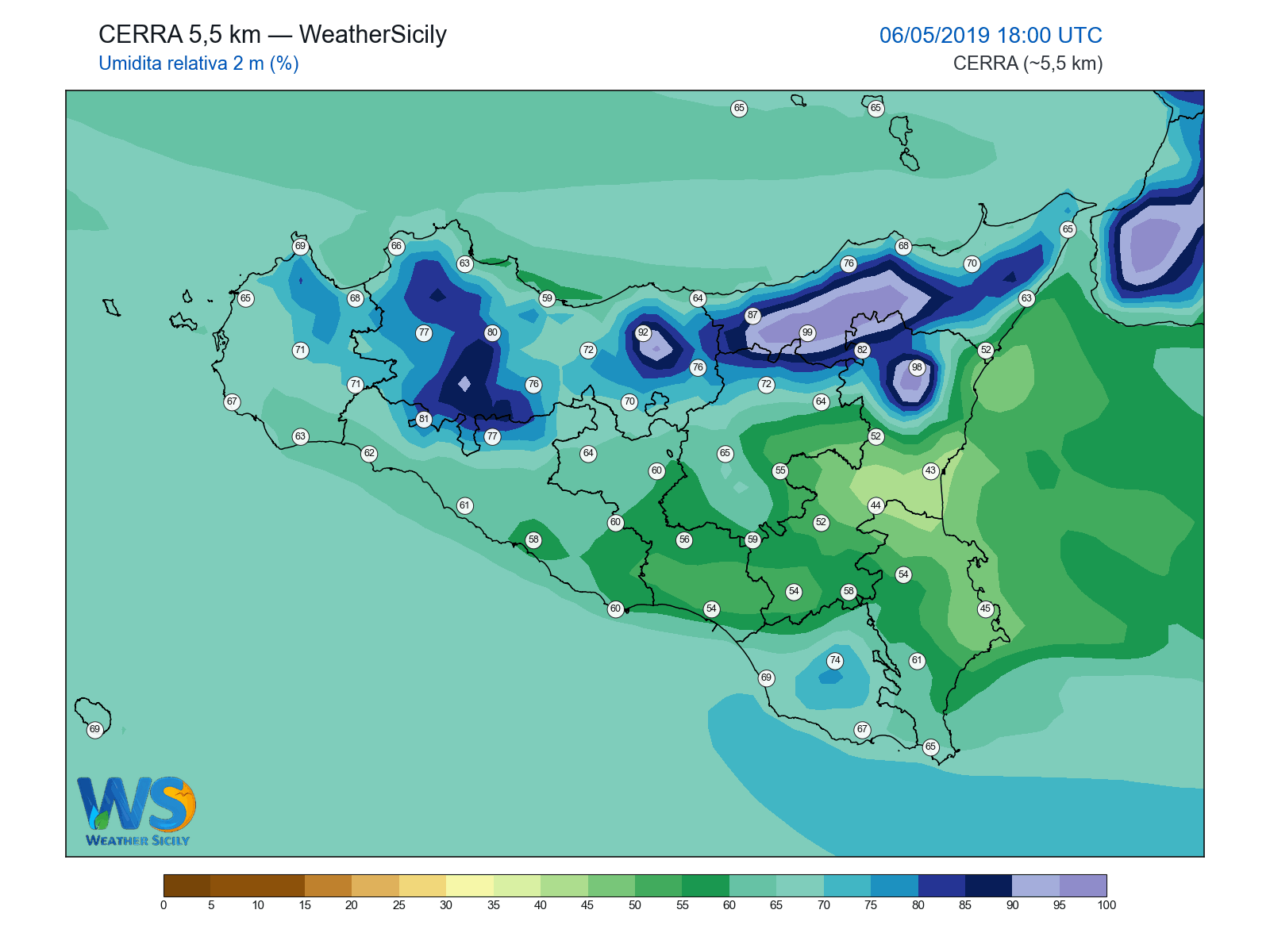 Umidità relativa 2 m · 2019050618