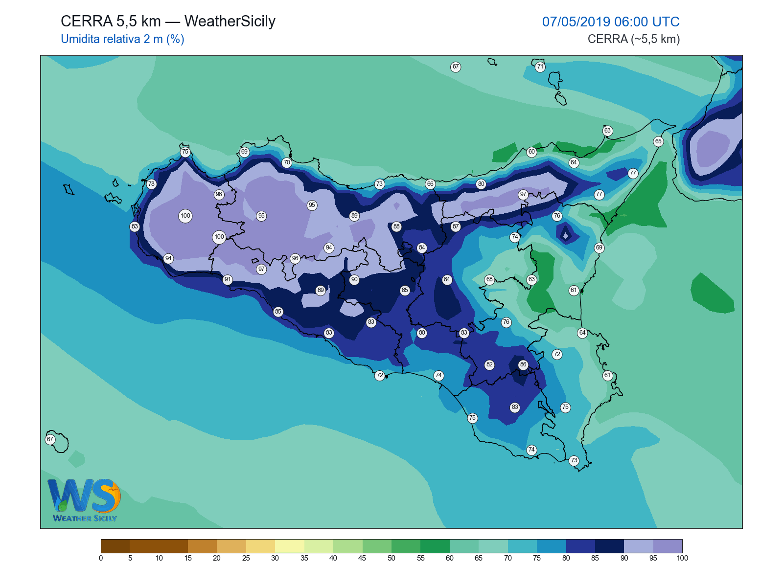 Umidità relativa 2 m · 2019050706