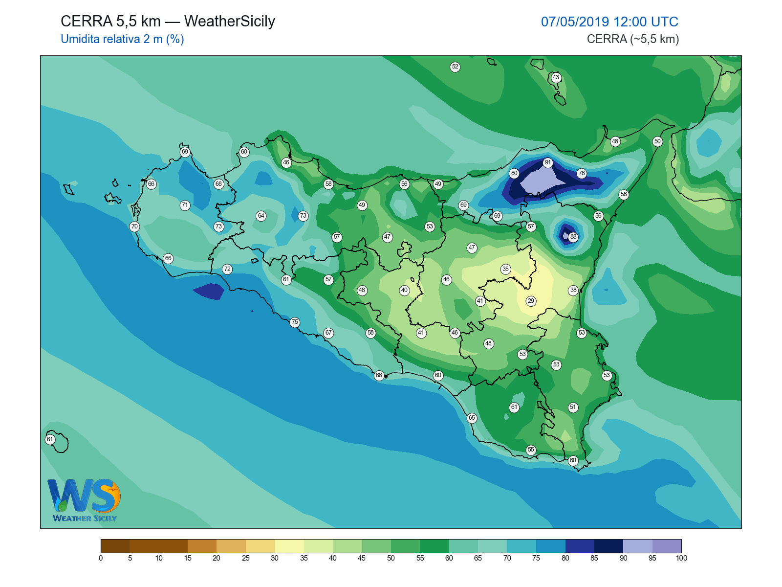 Umidità relativa 2 m · 2019050712